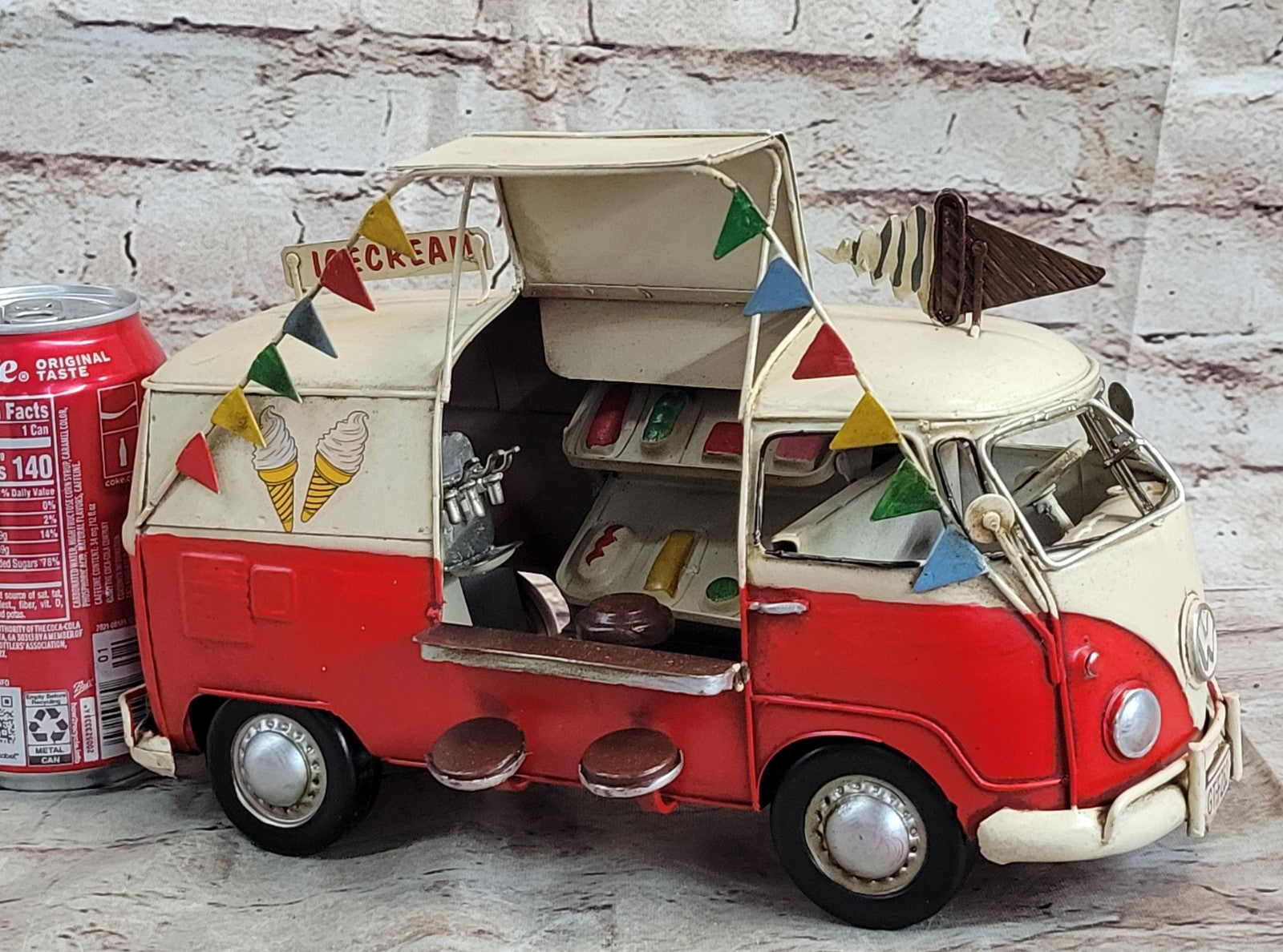 Handmade Red / Yellow / White Vintage VW Ice Cream Van Model Volkswagen VW Car