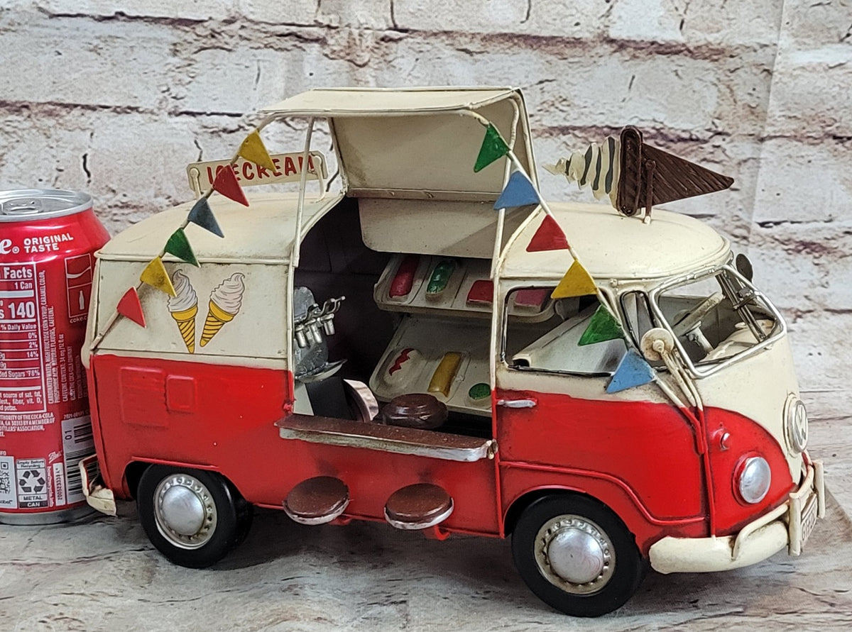 Handmade Red / Yellow / White Vintage VW Ice Cream Van Model Volkswagen VW Car