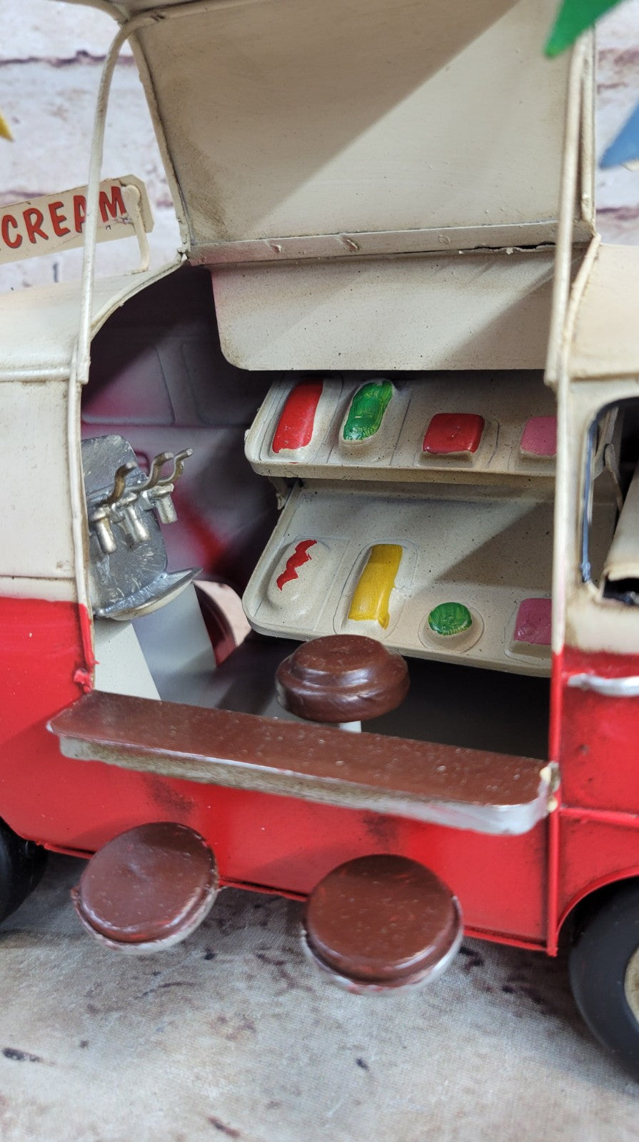 Handmade Red / Yellow / White Vintage VW Ice Cream Van Model Volkswagen VW Car