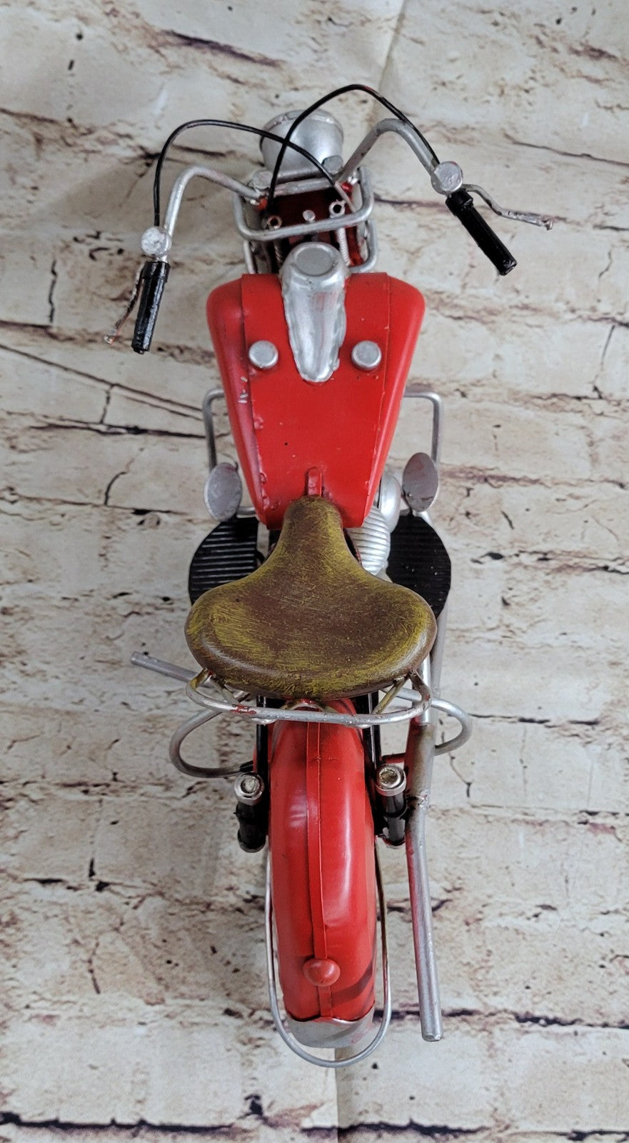 1945 Red Harley-Davidson 1:8 Scale Handcrafted Motorcycle Decoration