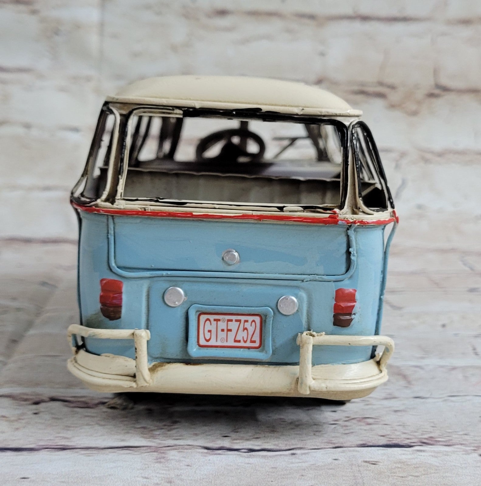 1957 tin plate model Kombi Camper Van in Blue and white Passenger Van