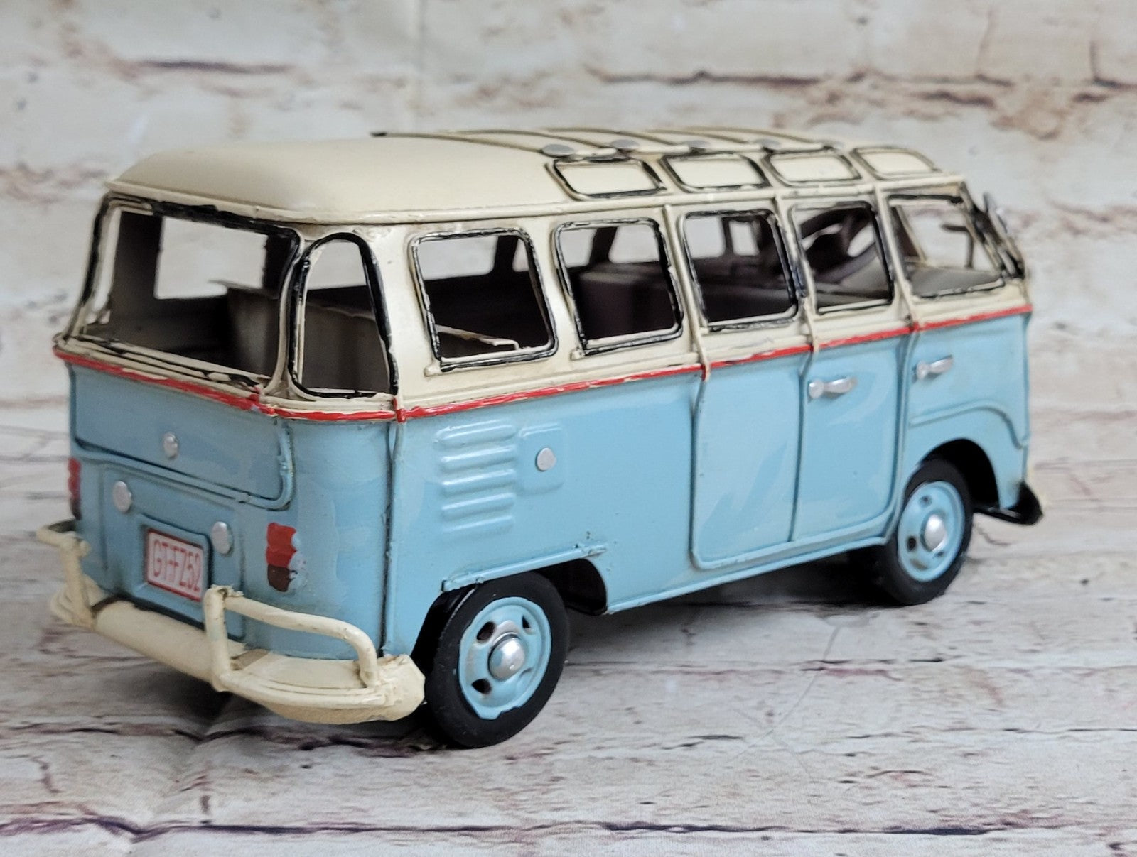 1957 tin plate model Kombi Camper Van in Blue and white Passenger Van