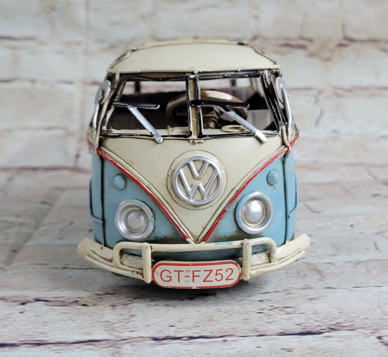 1957 tin plate model Kombi Camper Van in Blue and white Passenger Van