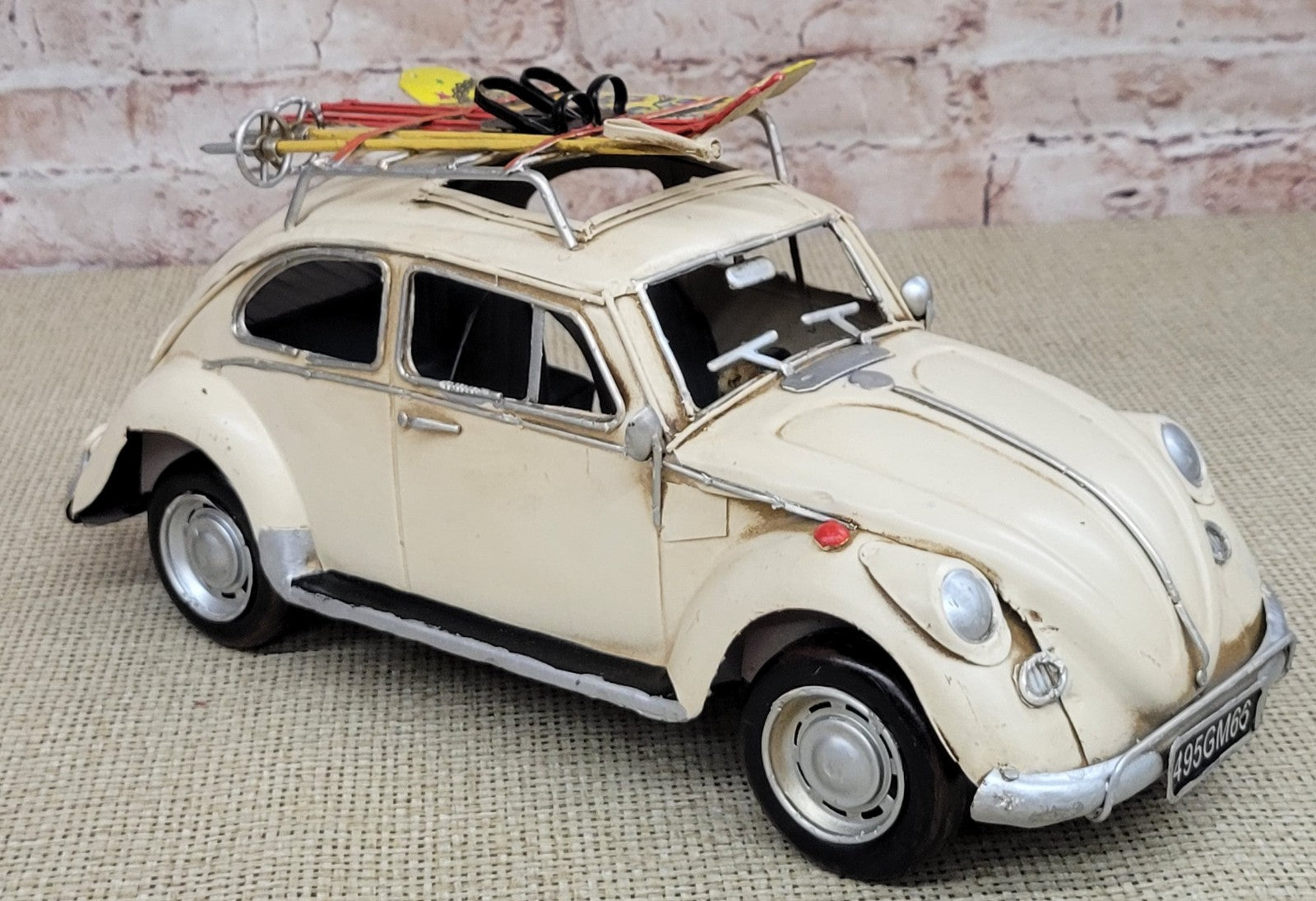 European Finery 1:12 Beige Stripe 1934 VW Beetle Bug Die Cast Model Volkswagen