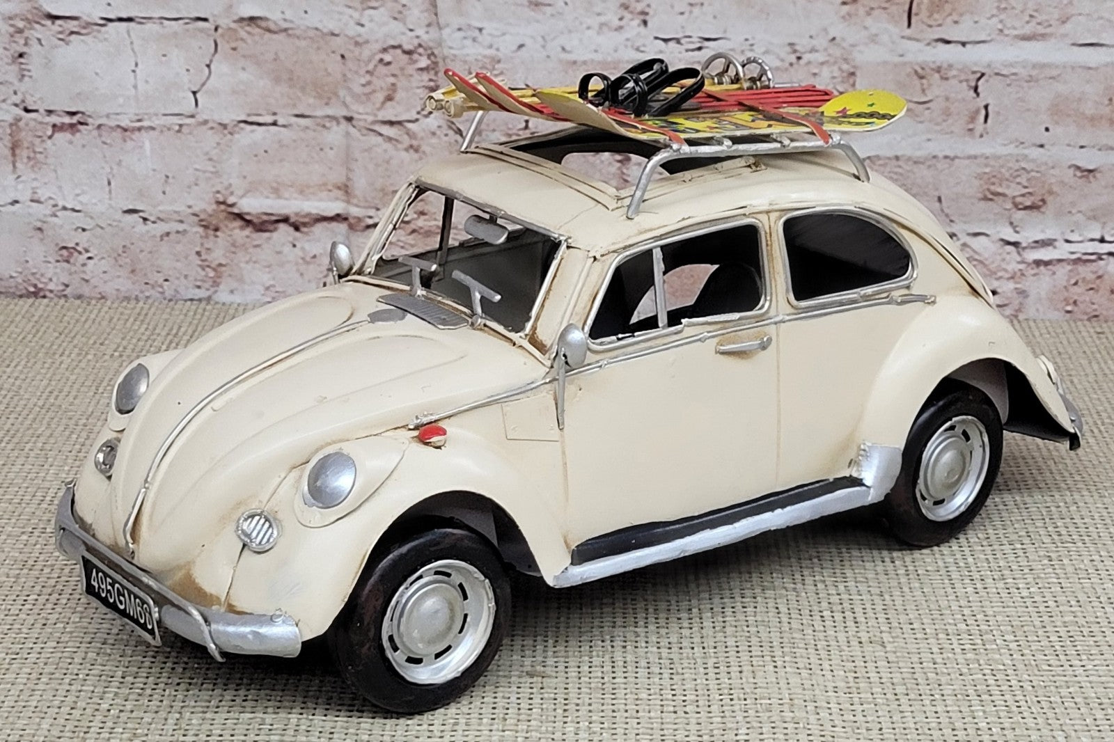 European Finery 1:12 Beige Stripe 1934 VW Beetle Bug Die Cast Model Volkswagen