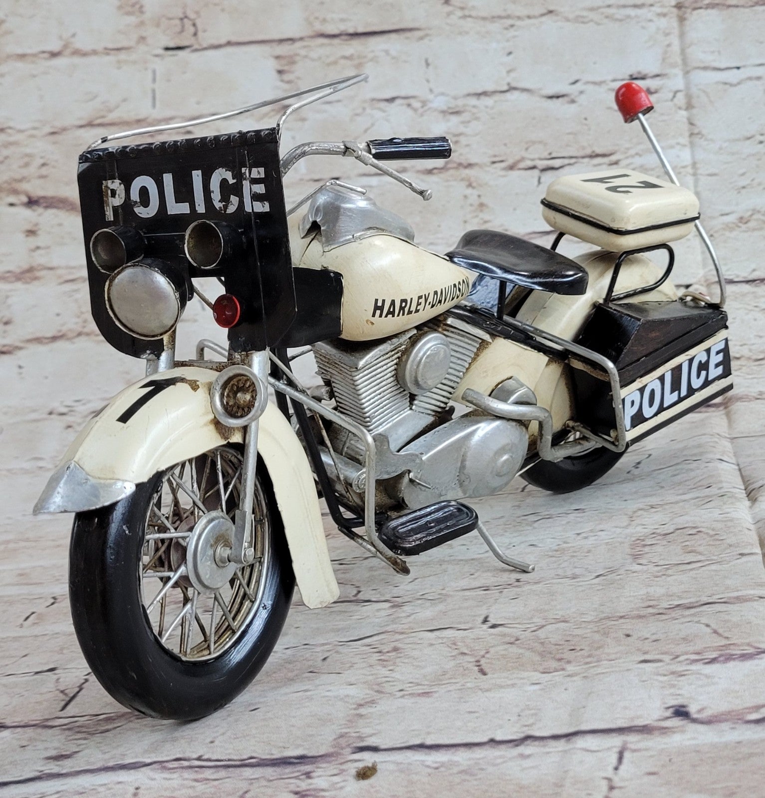 Buy European Finery 1:10 Harley Police Motorcycle Diecast Model – Vintage Bike Artwork for Decor