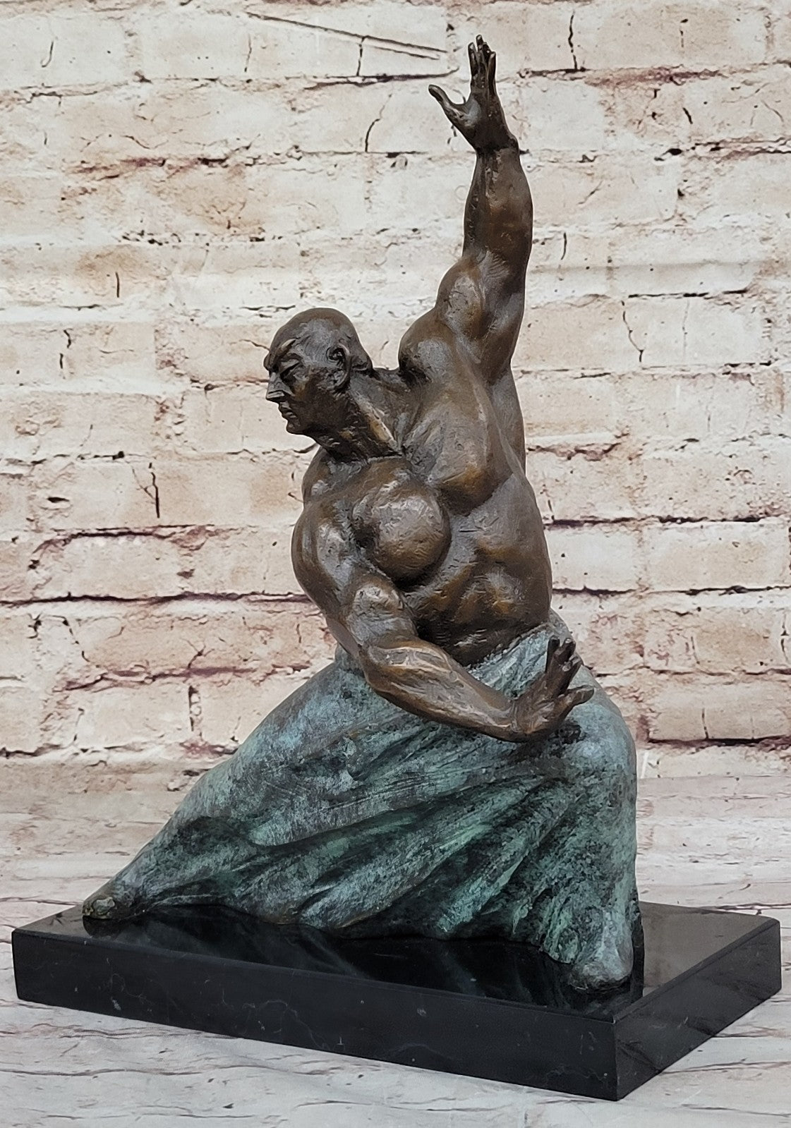 Signed Milo Art: Martial Art Karate Man Bronze Statue, Home Office Decor