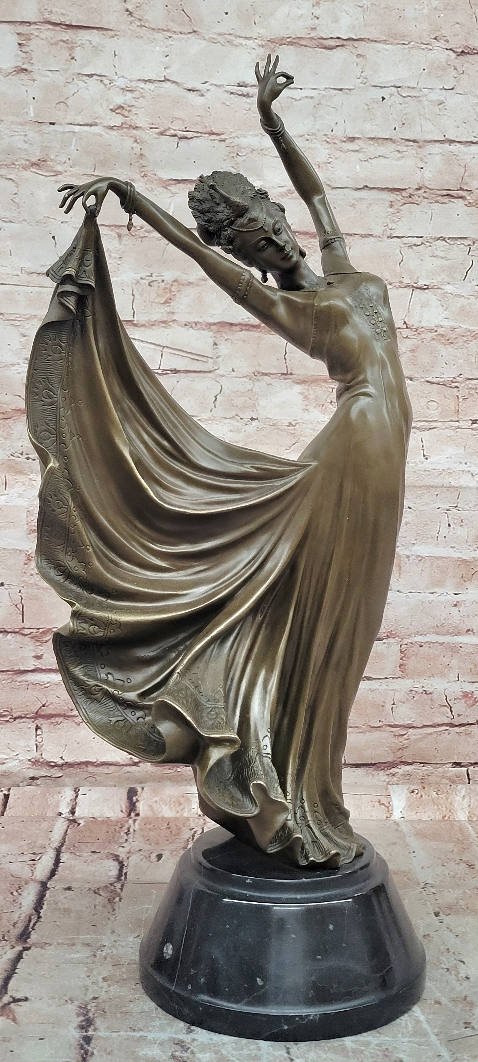 Premium Art Deco Bronze Woman Dance Figurine Hot Cast Fine Art Collectible