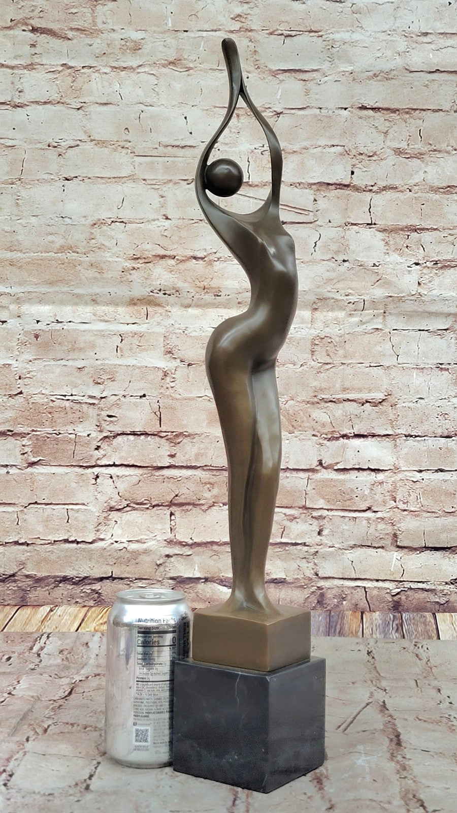 Artistic Mid Century Bronze Sculpture: Large 21.5" Female Figure, Modern Office Decoration