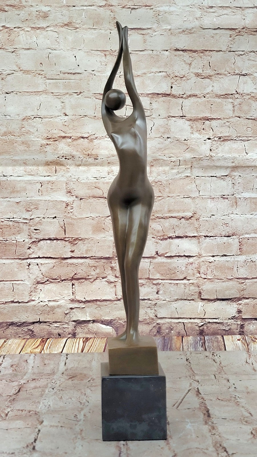 Artistic Mid Century Bronze Sculpture: Large 21.5" Female Figure, Modern Office Decoration