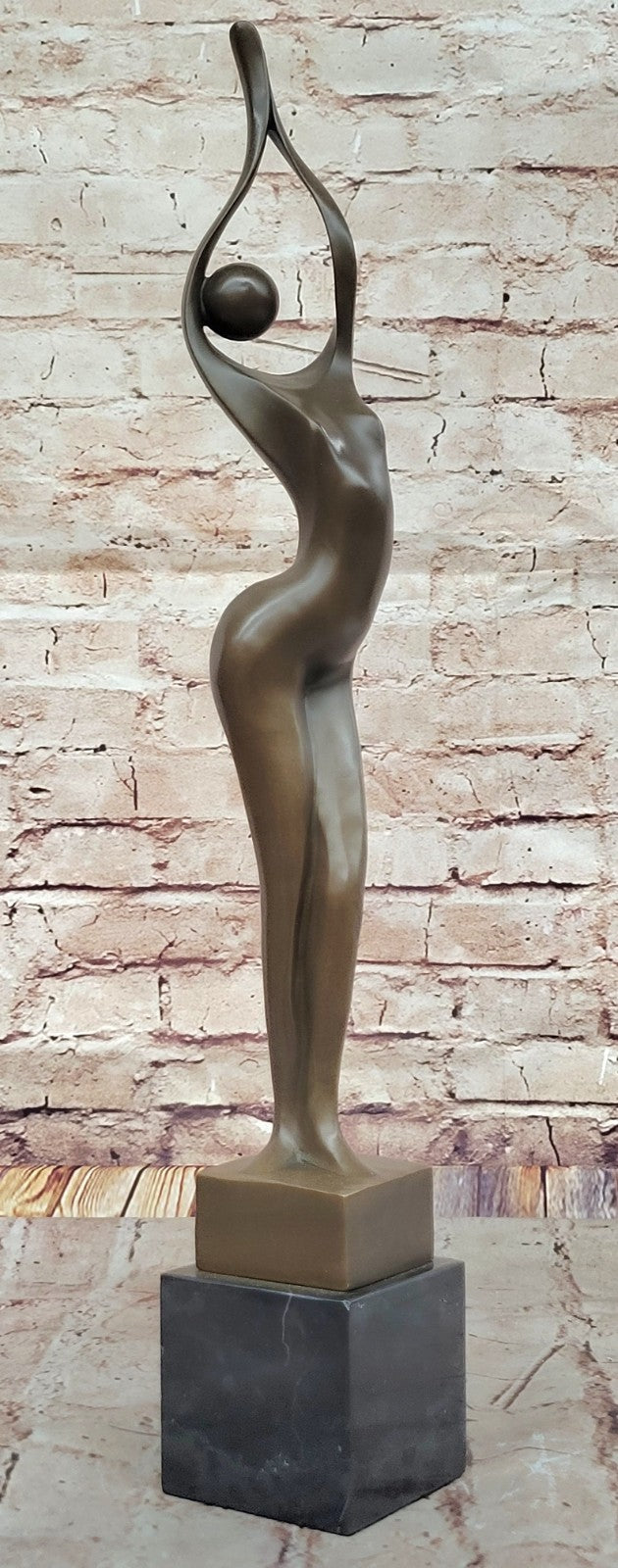 Artistic Mid Century Bronze Sculpture: Large 21.5" Female Figure, Modern Office Decoration