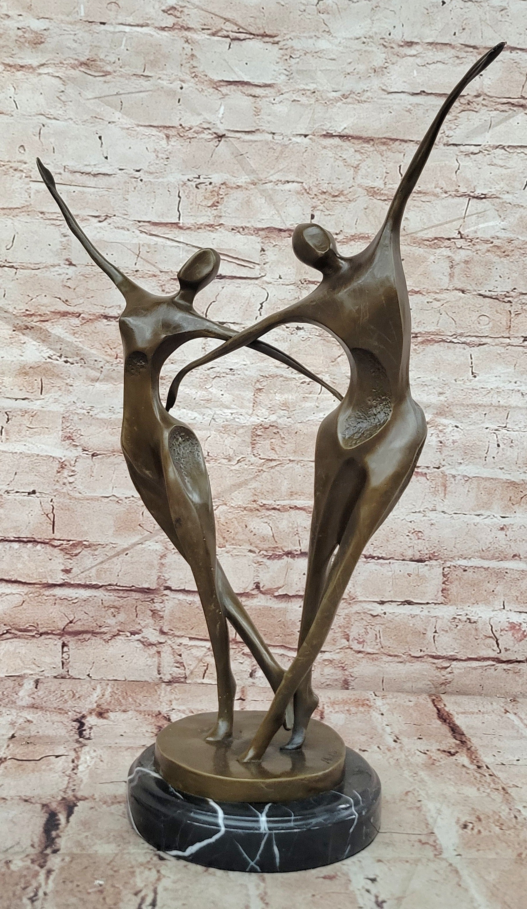 SIGNED ABSTRACT SHALL WE DANCE BRONZE SCULPTURE BY MILO HAND MADE BY LOST WAX