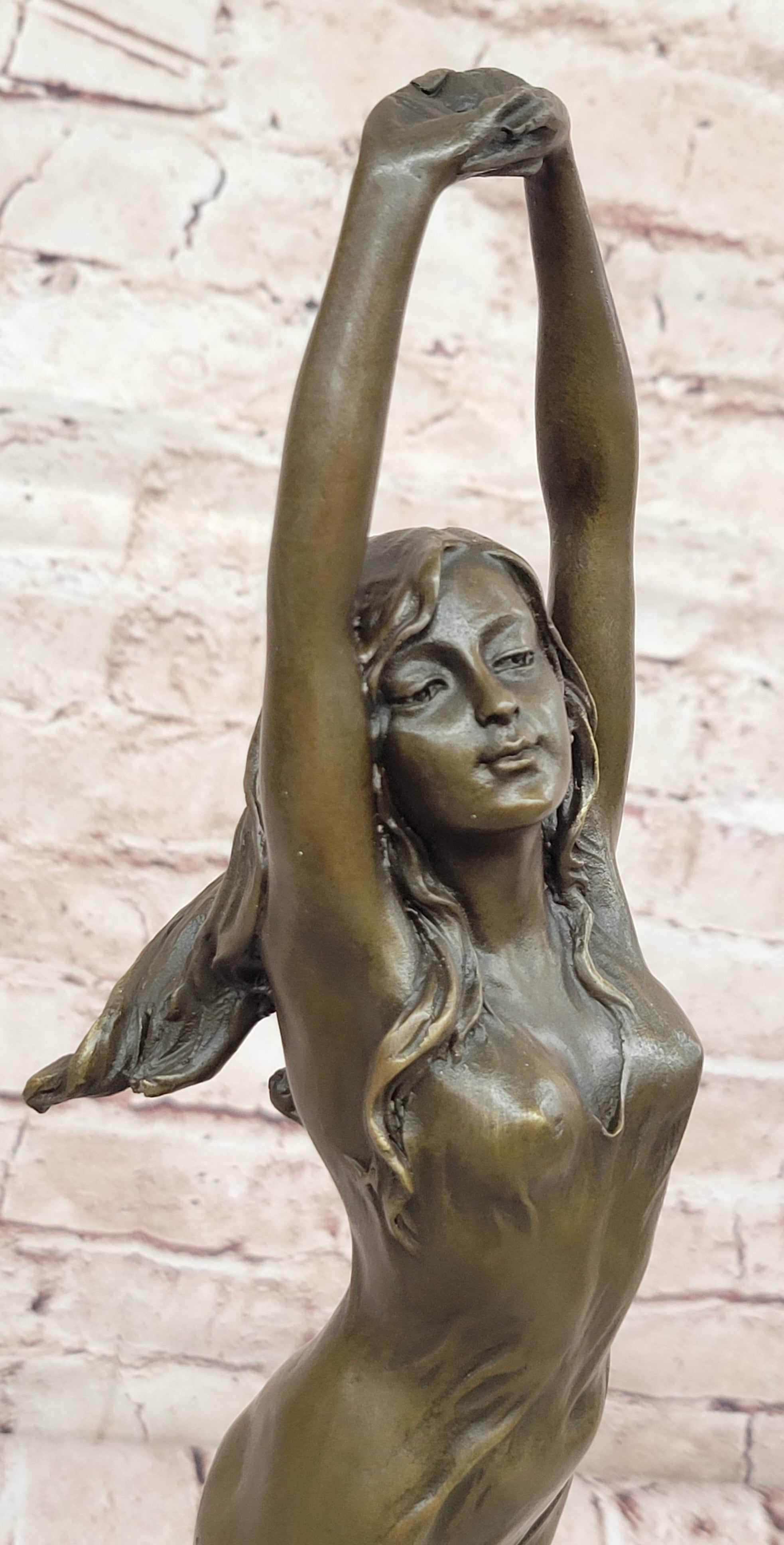 Beautiful Signed 100% BRONZE ART DECO Erotic Spring Awakening Sculpture Figurine