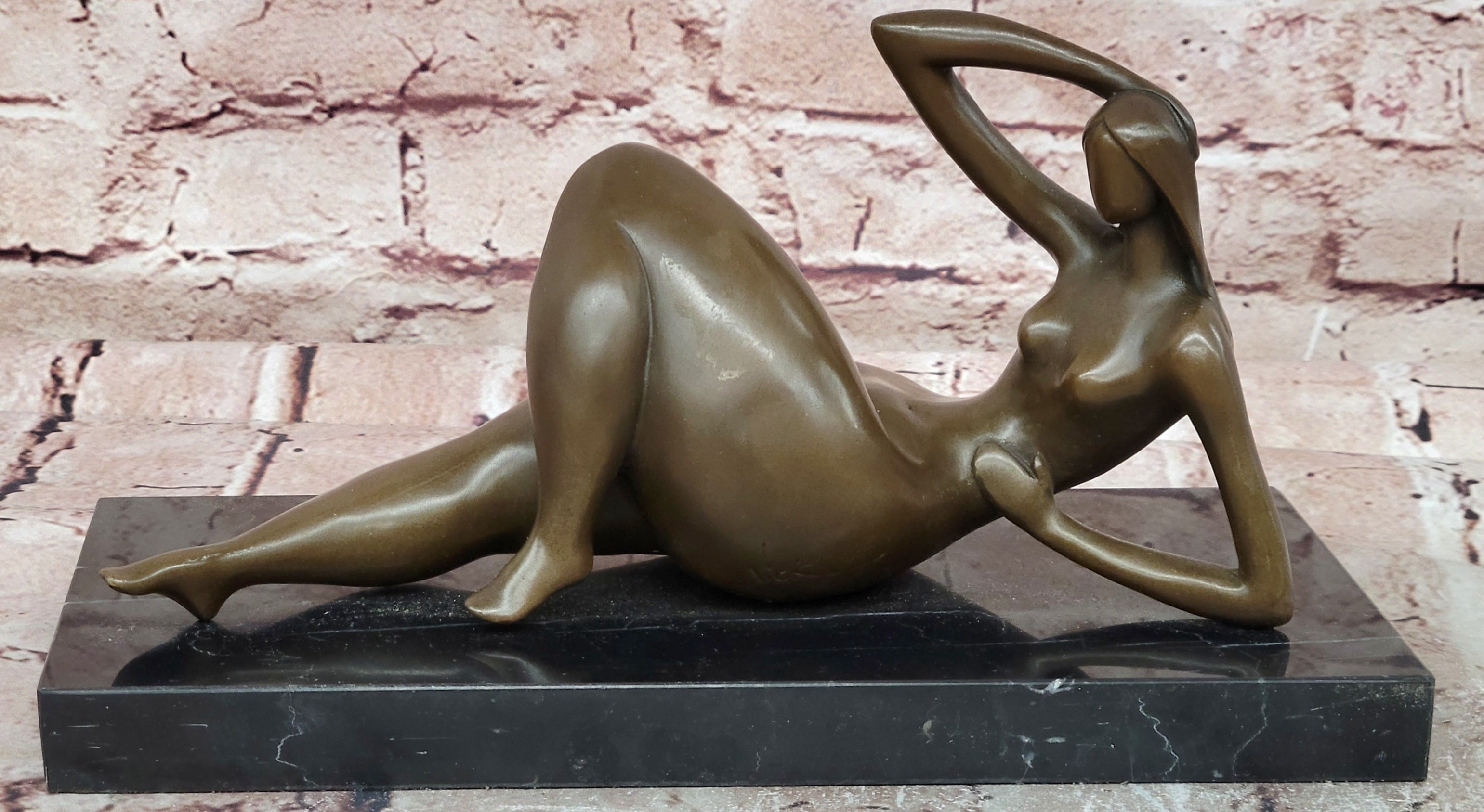 Exquisite Home Office Decor: Handmade Bronze Sculpture by Mario Nick, Classic Nude Woman