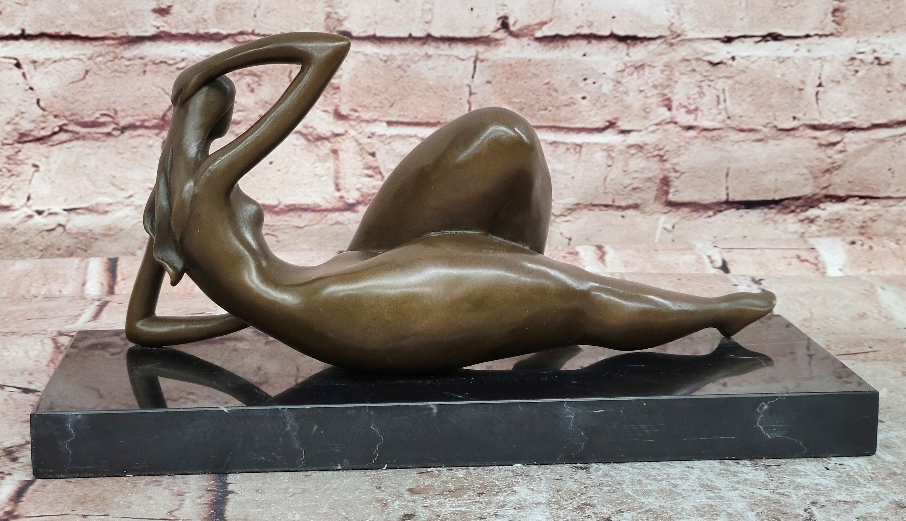 Exquisite Home Office Decor: Handmade Bronze Sculpture by Mario Nick, Classic Nude Woman