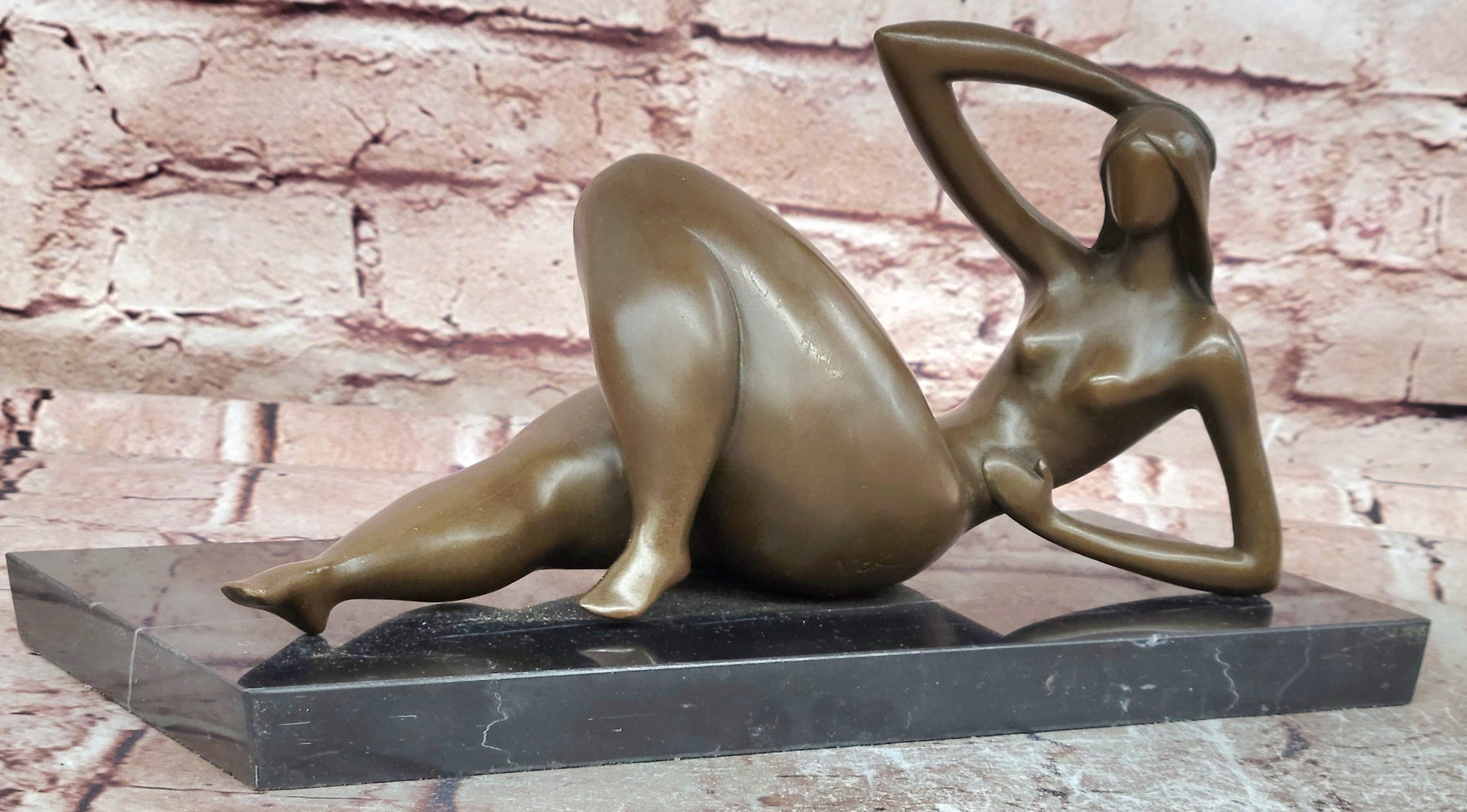 Exquisite Home Office Decor: Handmade Bronze Sculpture by Mario Nick, Classic Nude Woman