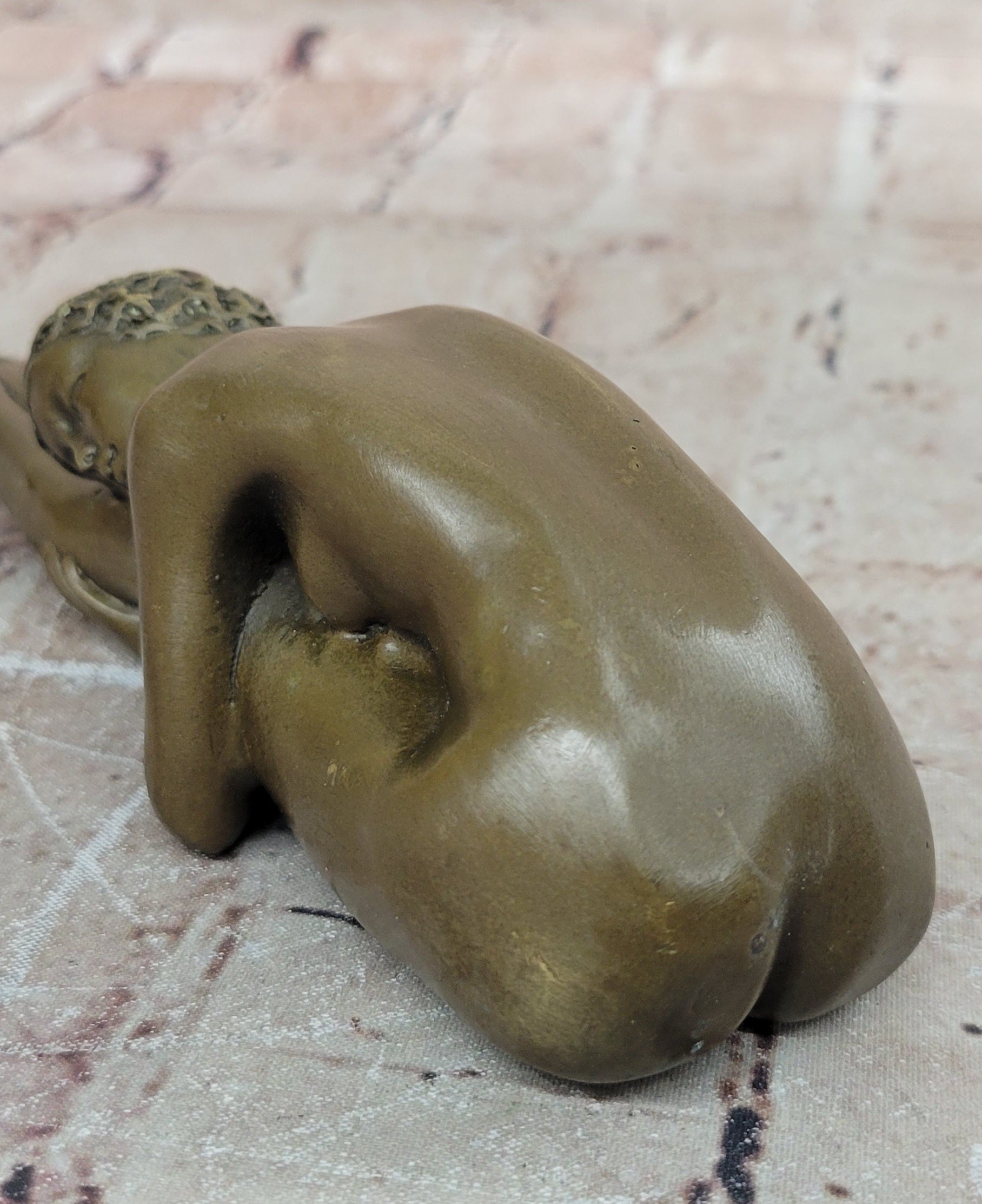 Classical Lean Woman Yoga Bronze Sculpture Vintage Art Lady Figurine Statue Retro