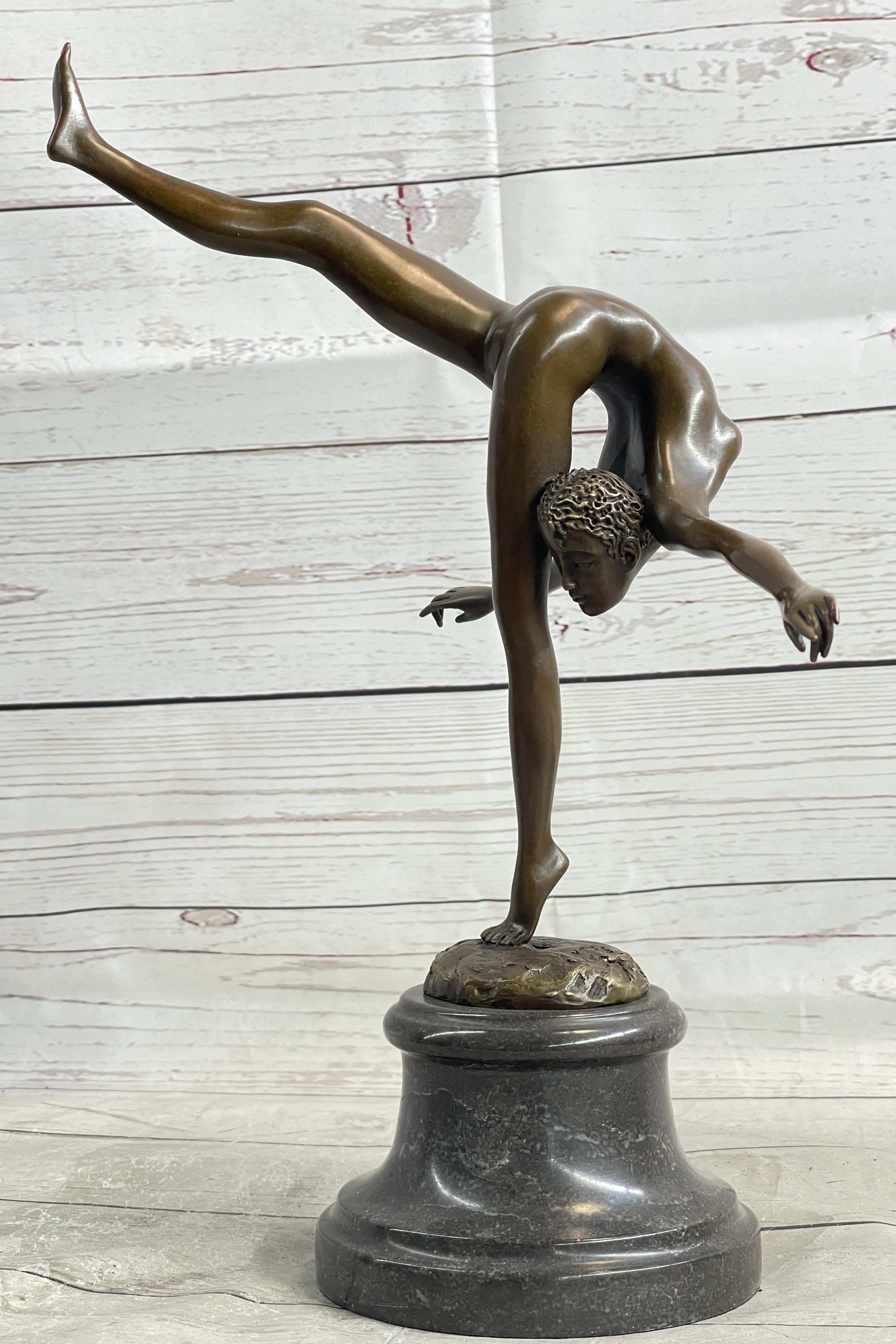 Handcrafted bronze sculpture SALE Troph Gymnast Talented Nude Deco Art Original