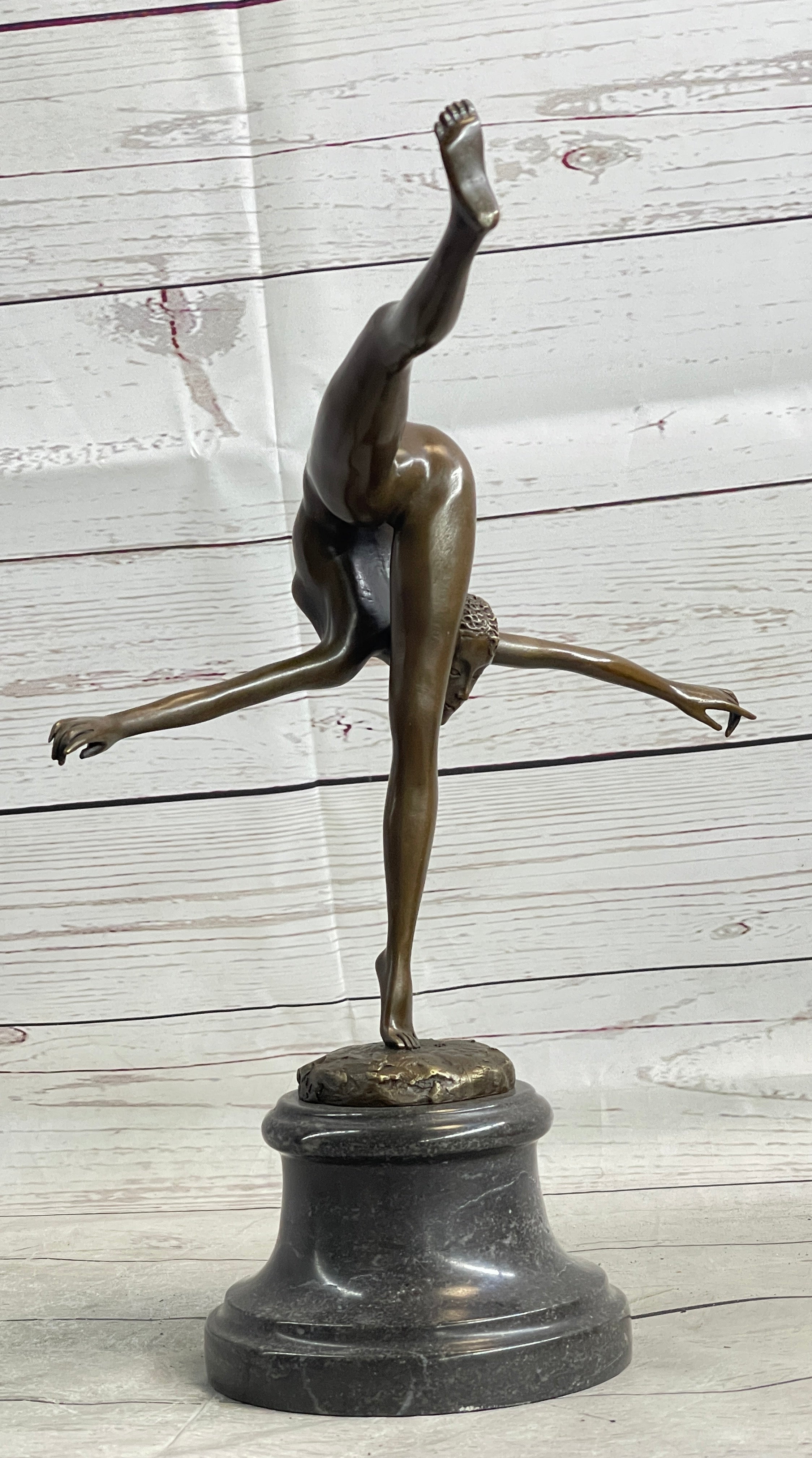Handcrafted bronze sculpture SALE Troph Gymnast Talented Nude Deco Art Original