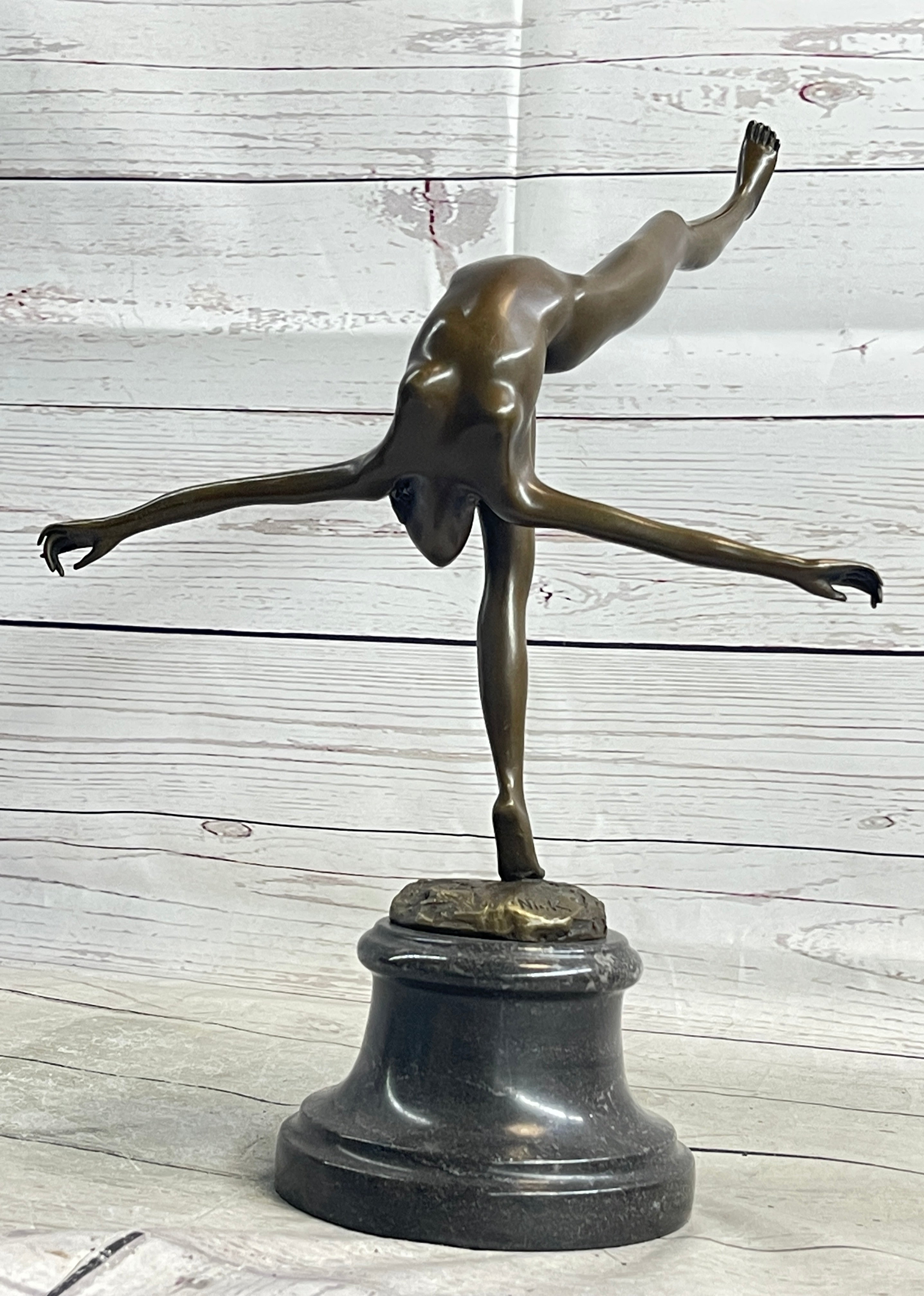 Handcrafted bronze sculpture SALE Troph Gymnast Talented Nude Deco Art Original