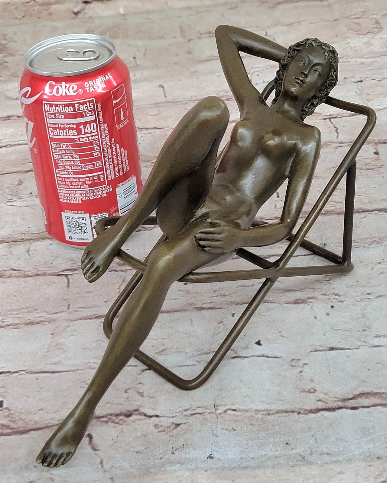 Art Deco Nude Woman Relaxing on Beach Chair Bronze Sculpture – Lost Wax Method SALE