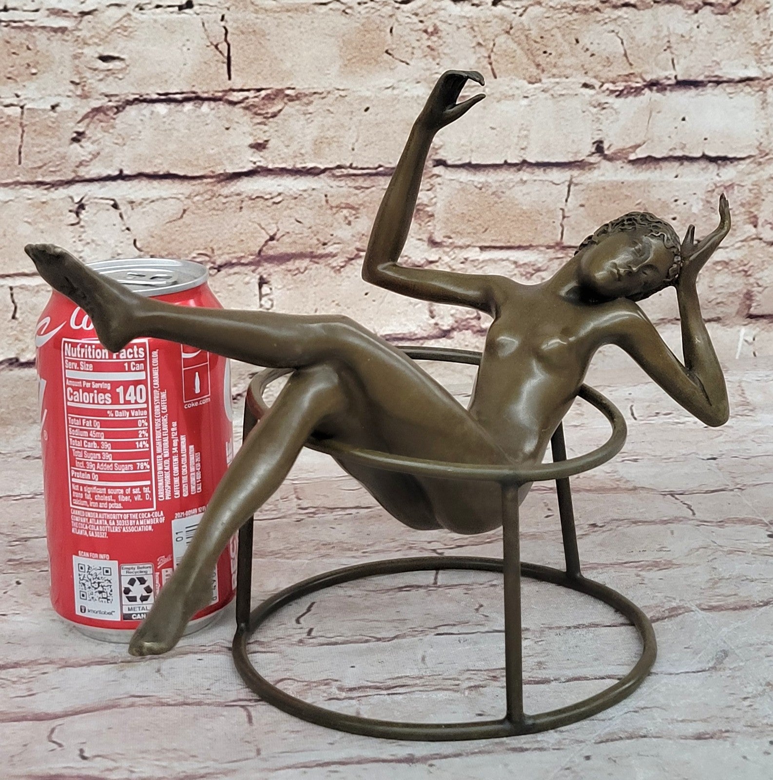 Modern Art Nouveau Abstract Nude Woman Girl 100% Bronze Sculpture by Mario Nick