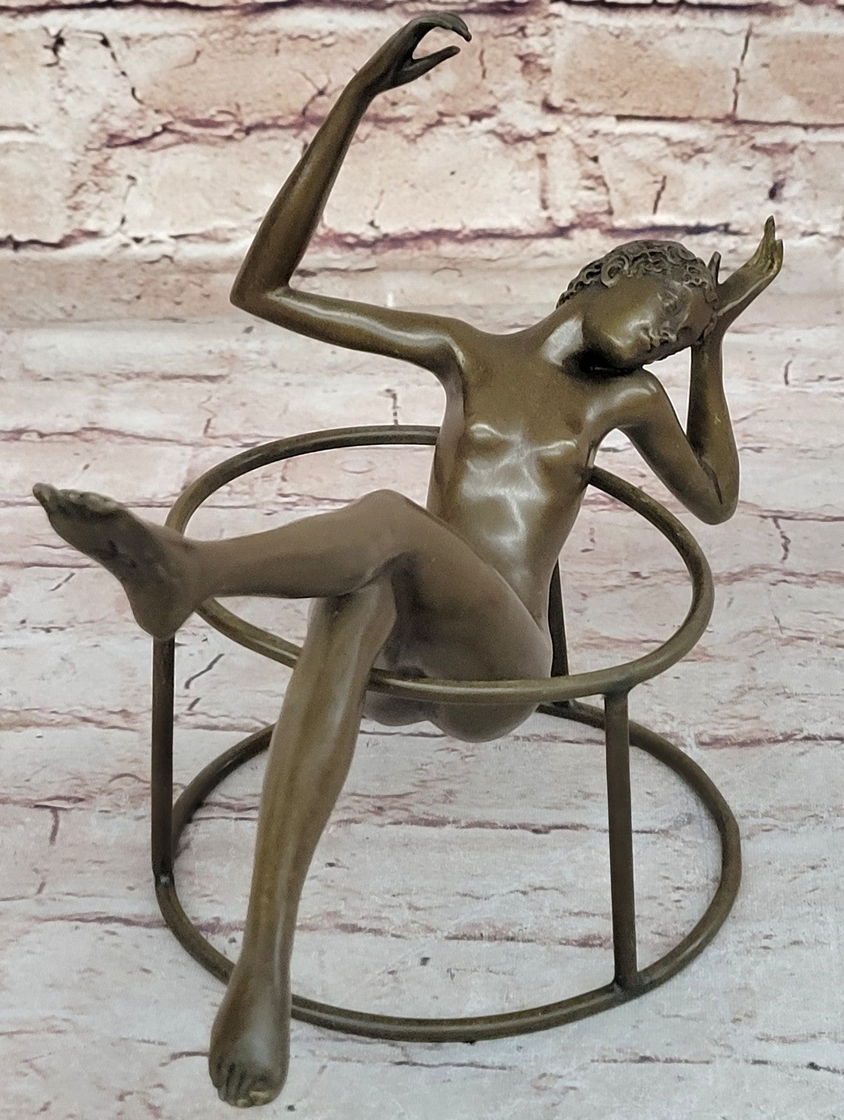 Modern Art Nouveau Abstract Nude Woman Girl 100% Bronze Sculpture by Mario Nick