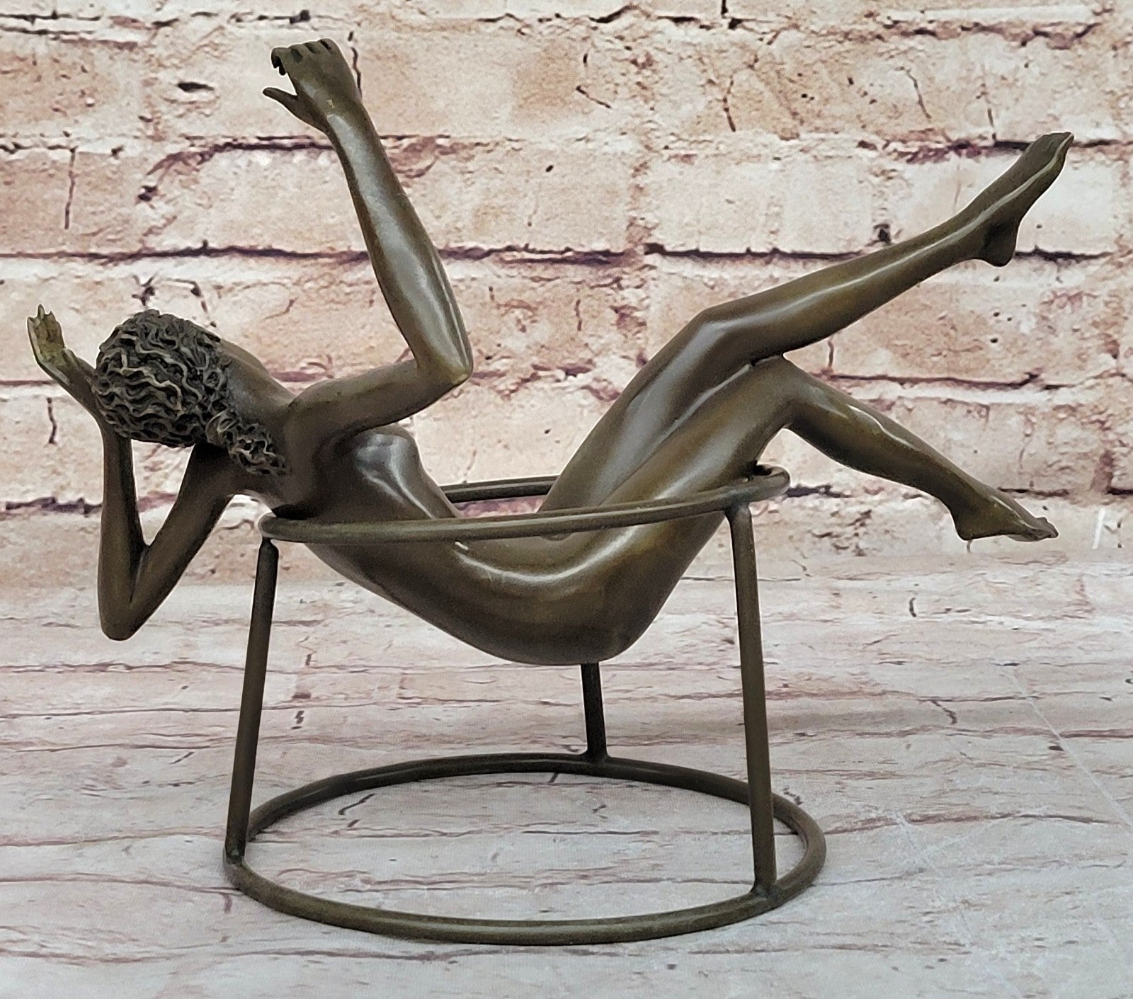 Modern Art Nouveau Abstract Nude Woman Girl 100% Bronze Sculpture by Mario Nick