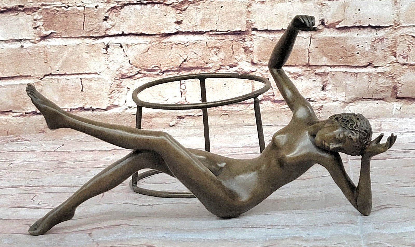 Modern Art Nouveau Abstract Nude Woman Girl 100% Bronze Sculpture by Mario Nick