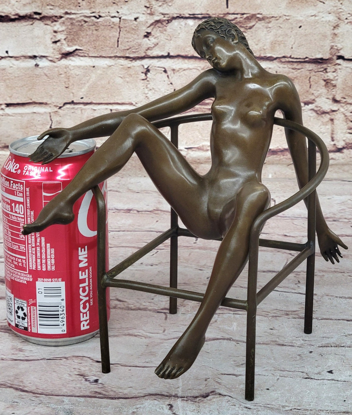 Modern Art Nouveau Abstract Nude Woman Girl 100% Bronze Sculpture by Mario Nick