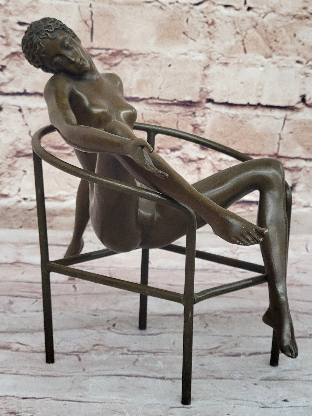 Modern Art Nouveau Abstract Nude Woman Girl 100% Bronze Sculpture by Mario Nick