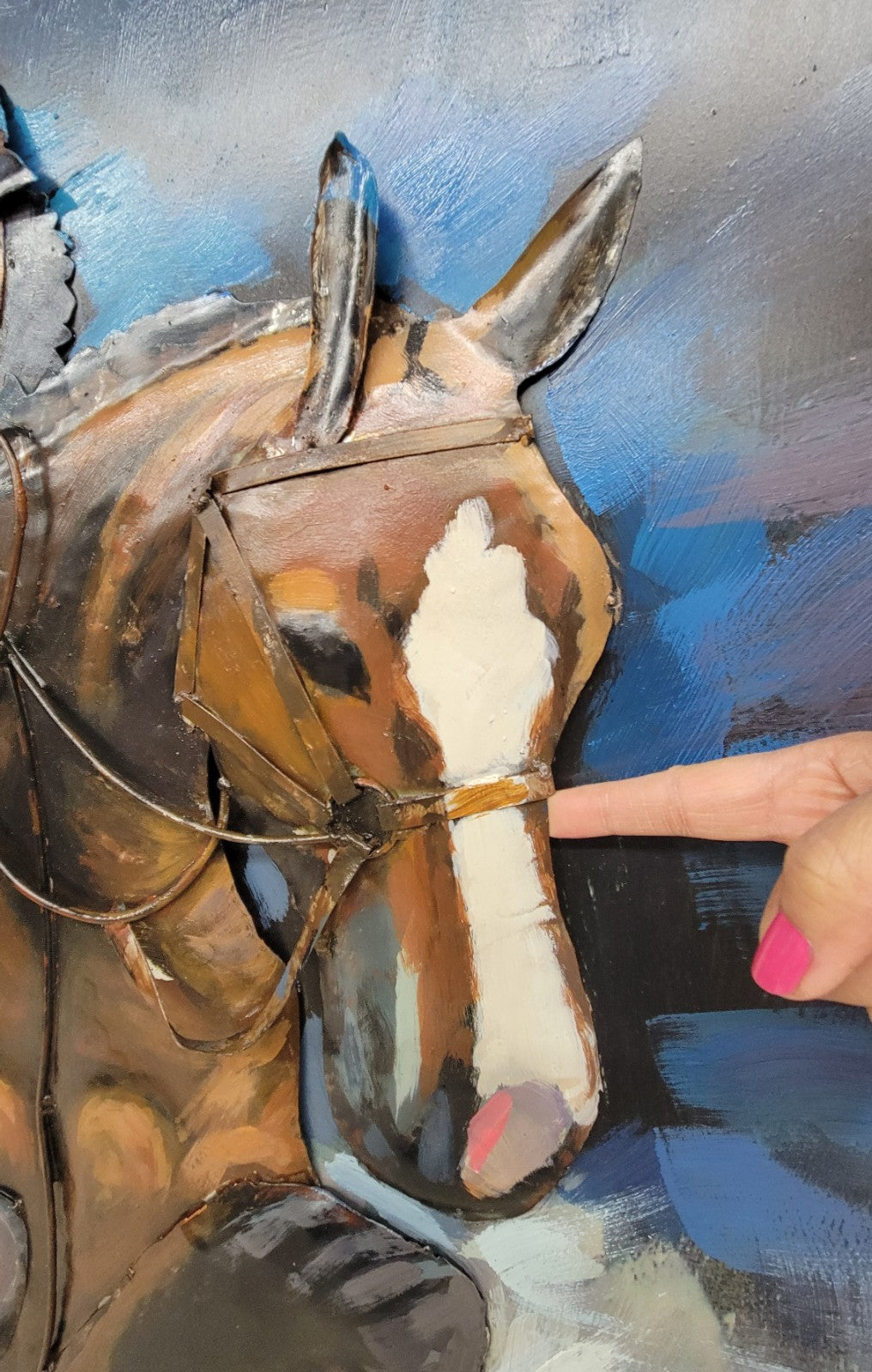 Abstract Horse Racing Painting 3 Dimensional Indoor/Outdoor Rust Proof for Wall