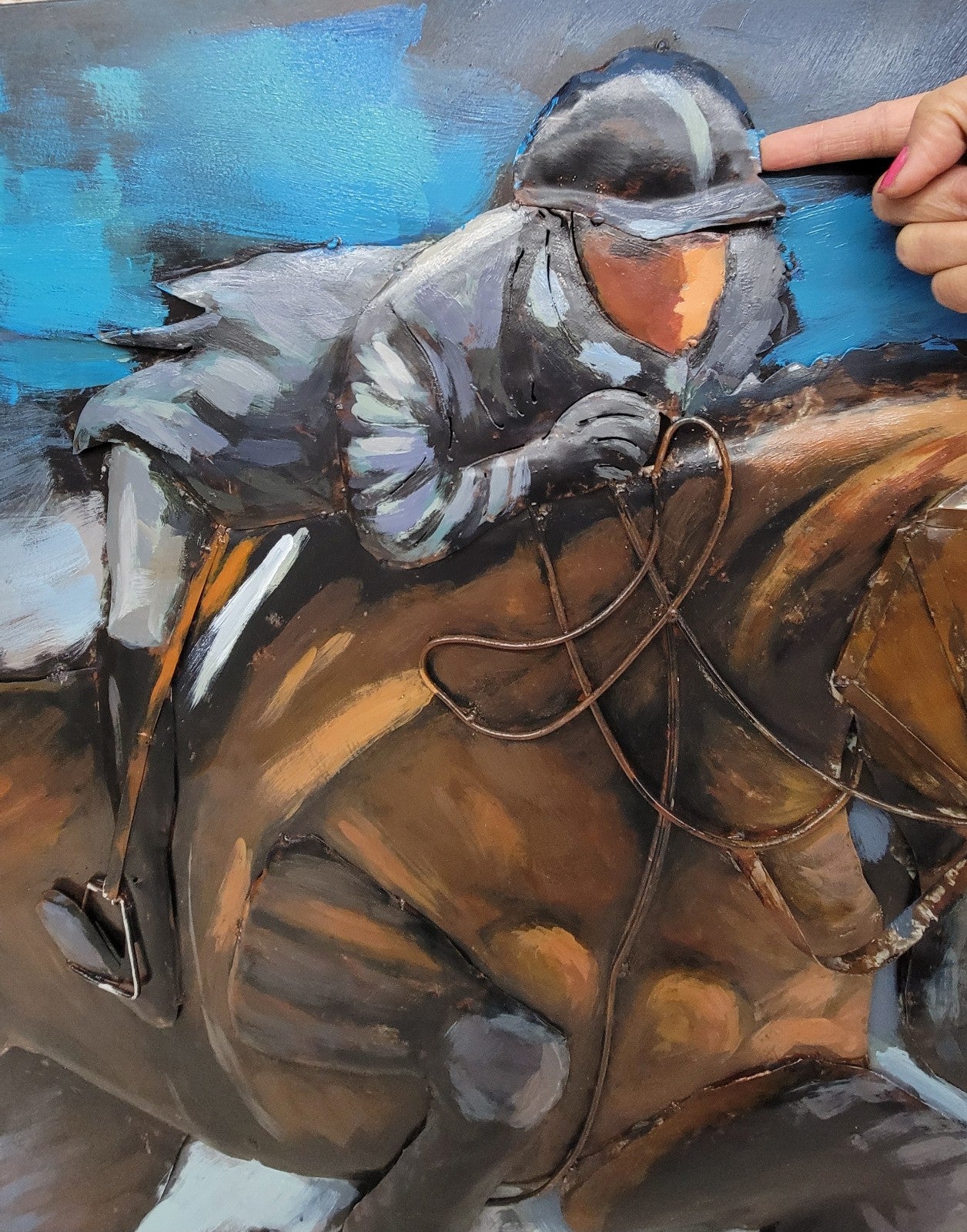 Abstract Horse Racing Painting 3 Dimensional Indoor/Outdoor Rust Proof for Wall