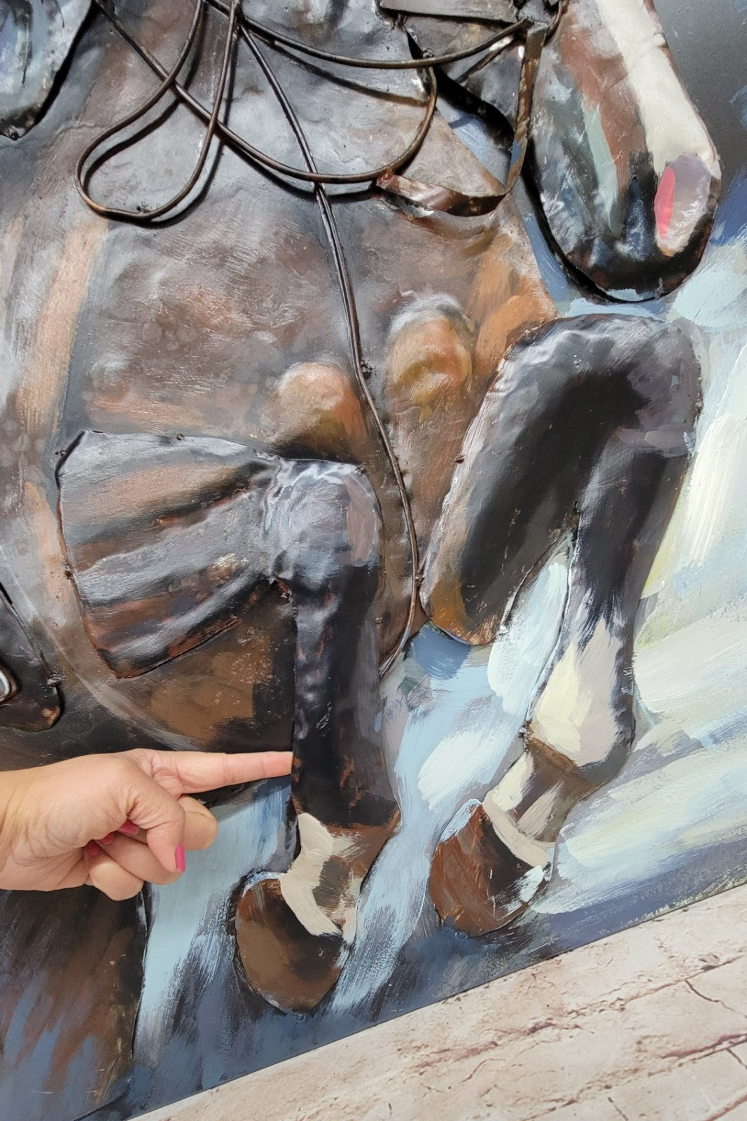 Abstract Horse Racing Painting 3 Dimensional Indoor/Outdoor Rust Proof for Wall