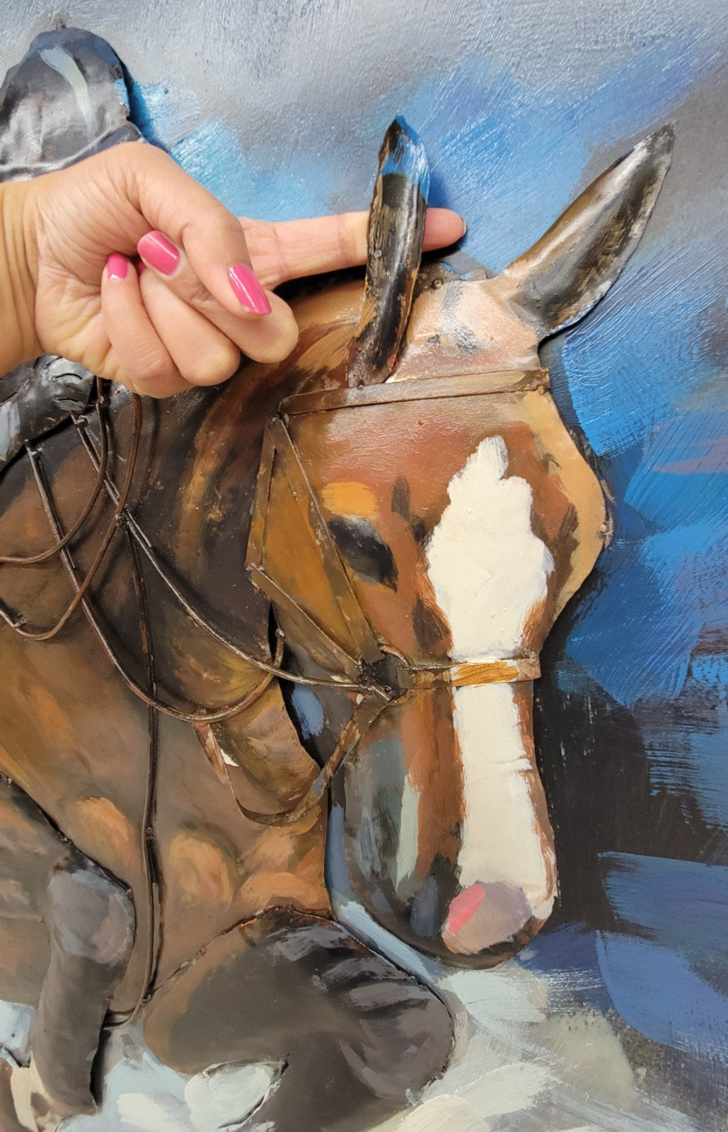 Abstract Horse Racing Painting 3 Dimensional Indoor/Outdoor Rust Proof for Wall