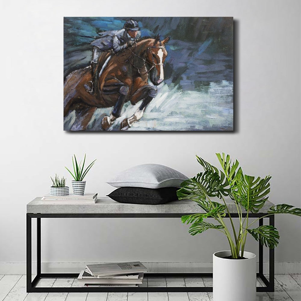 Abstract Horse Racing Painting 3 Dimensional Indoor/Outdoor Rust Proof for Wall