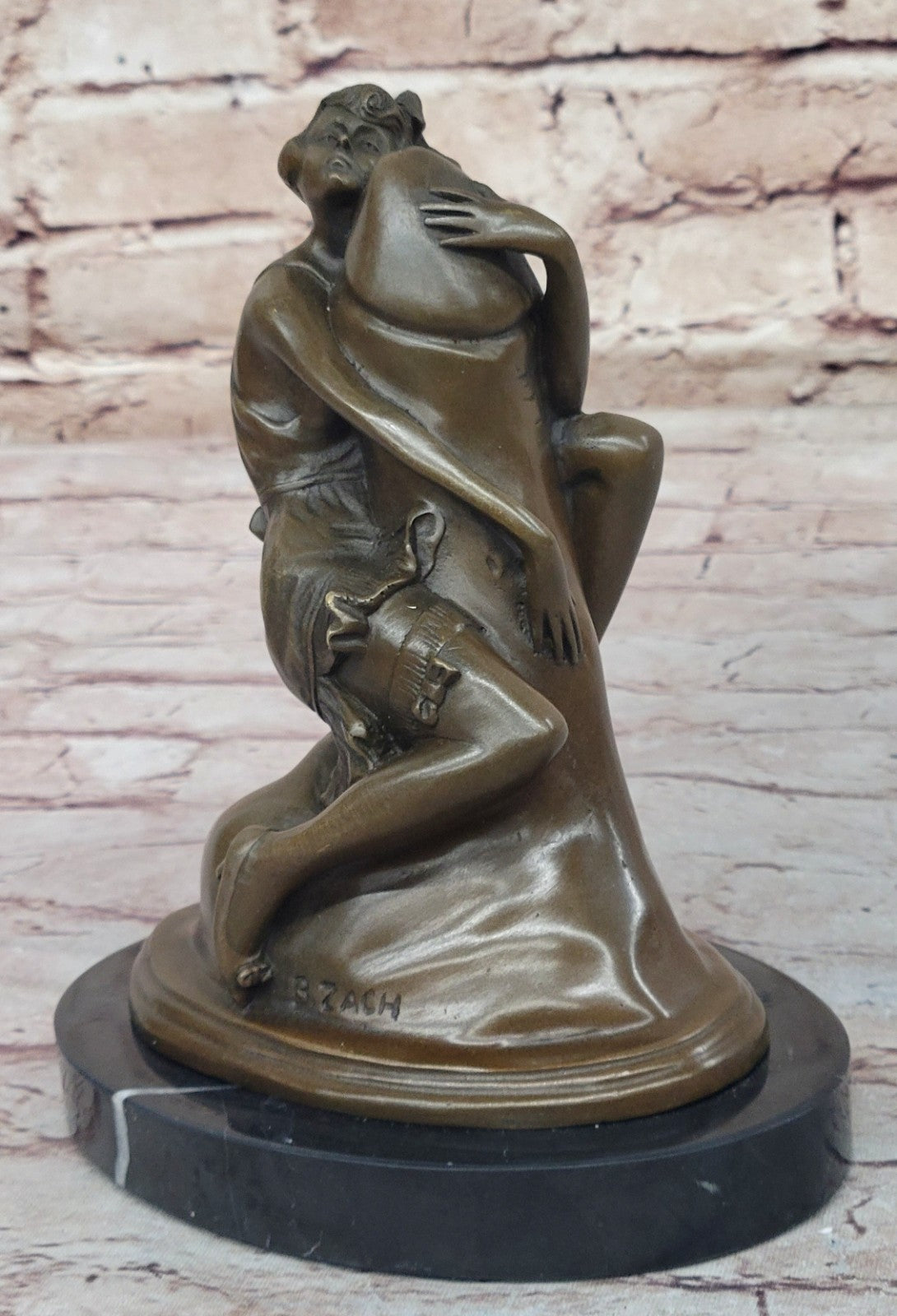 Art Deco Erotic Bronze Woman Sculpture by Bruno Zach – Signed Collectible Statue