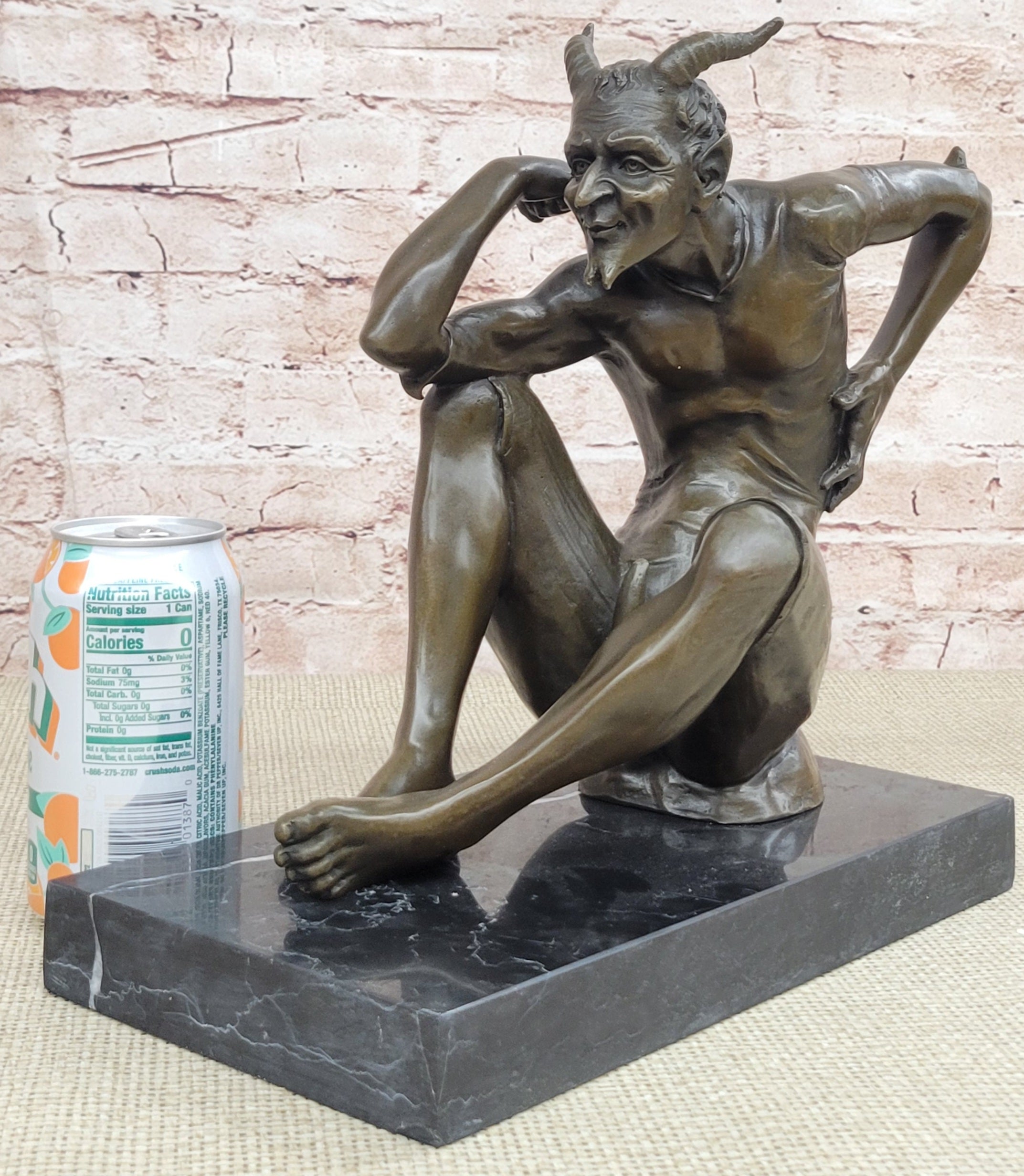 Milo`s Erotic Art Deco Bronze: Lustful Devil Satyr Faun Sculpture - Unique Decor