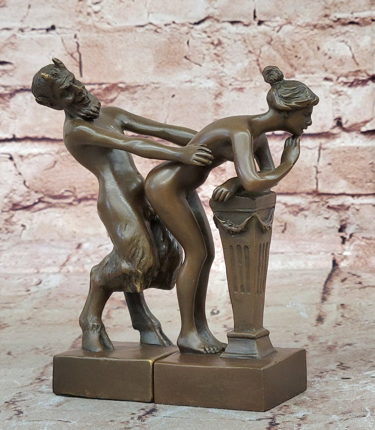 Bergman Vintage Bronze Sculpture Decor Faun Satyr And Bookends Hot Cast Art Sale
