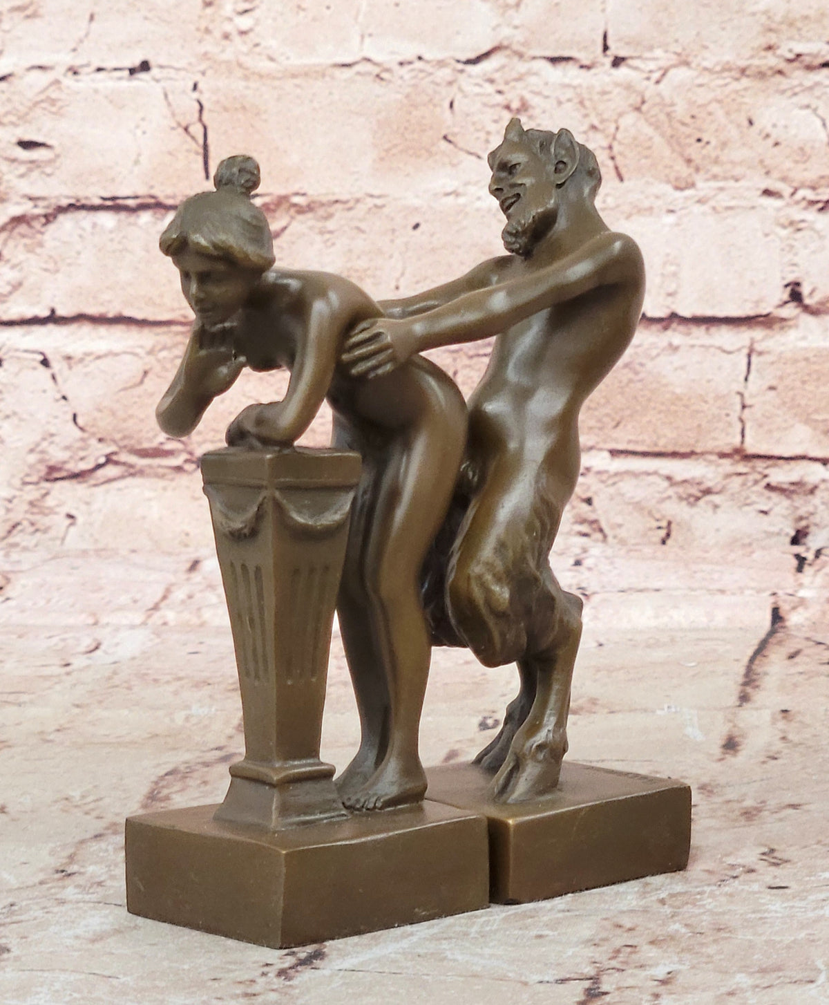 Bergman Vintage Bronze Sculpture Decor Faun Satyr And Bookends Hot Cast Art Sale