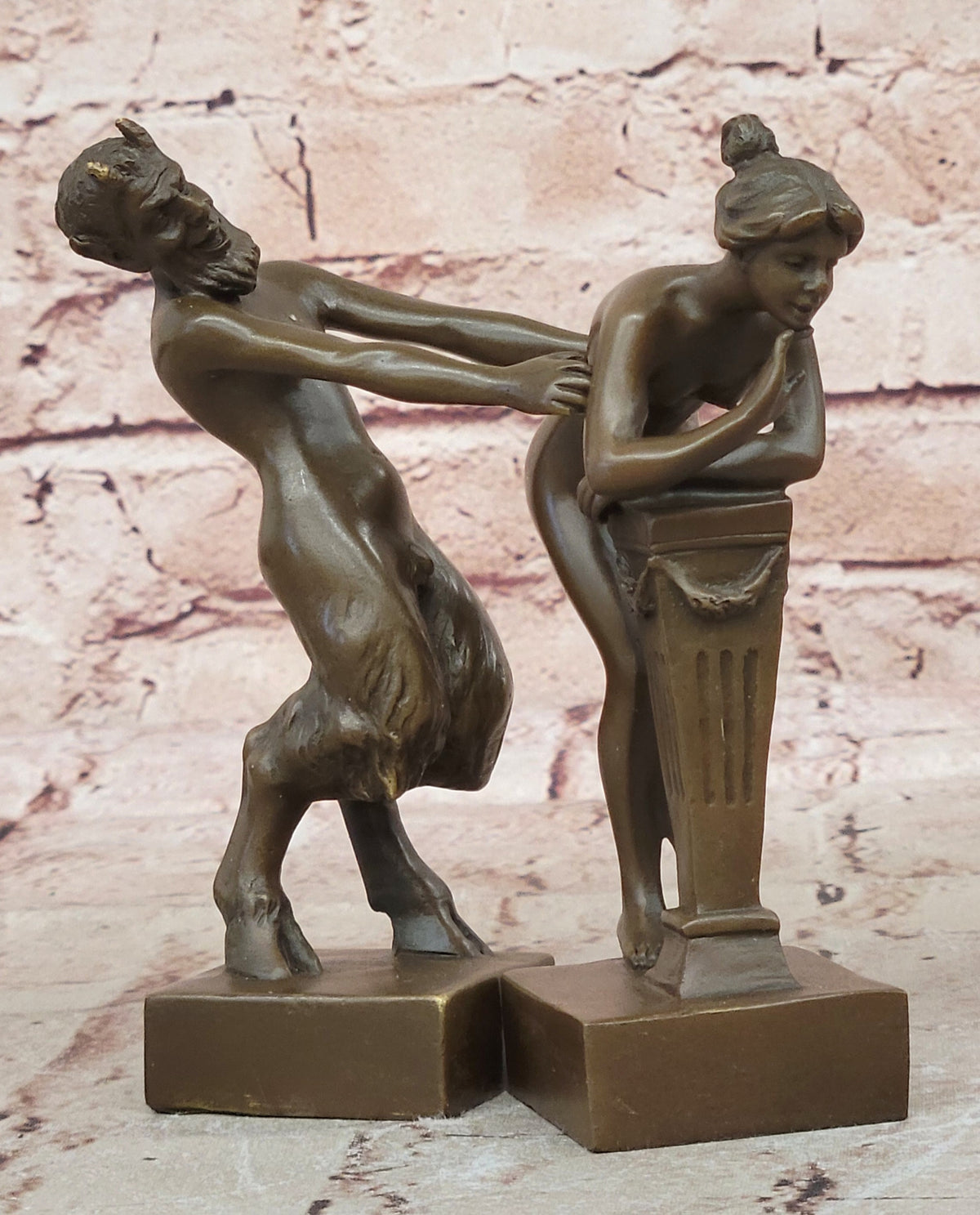 Bergman Vintage Bronze Sculpture Decor Faun Satyr And Bookends Hot Cast Art Sale