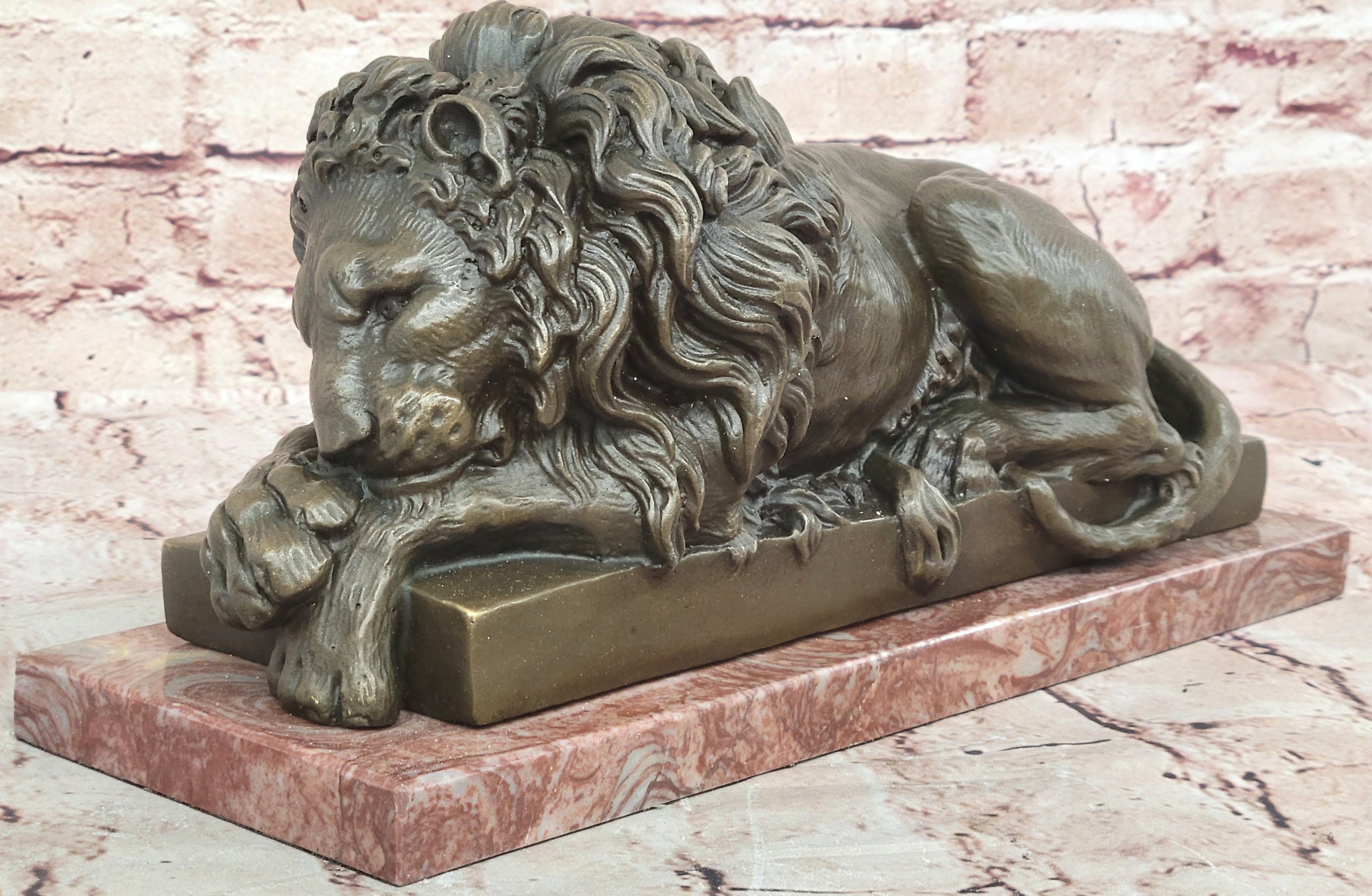 HEAVY LARGE FAMOUS CLASSICAL ART LION 100% SOLIDREAL BRONZE STATUE DECO