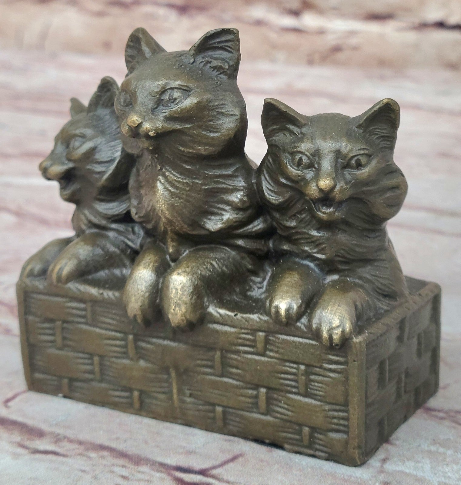 CAT FAMILY BRONZE SCULPTURE STATUE FIGURE FIGURINE ART DECO STATUE HOT CAST SALE