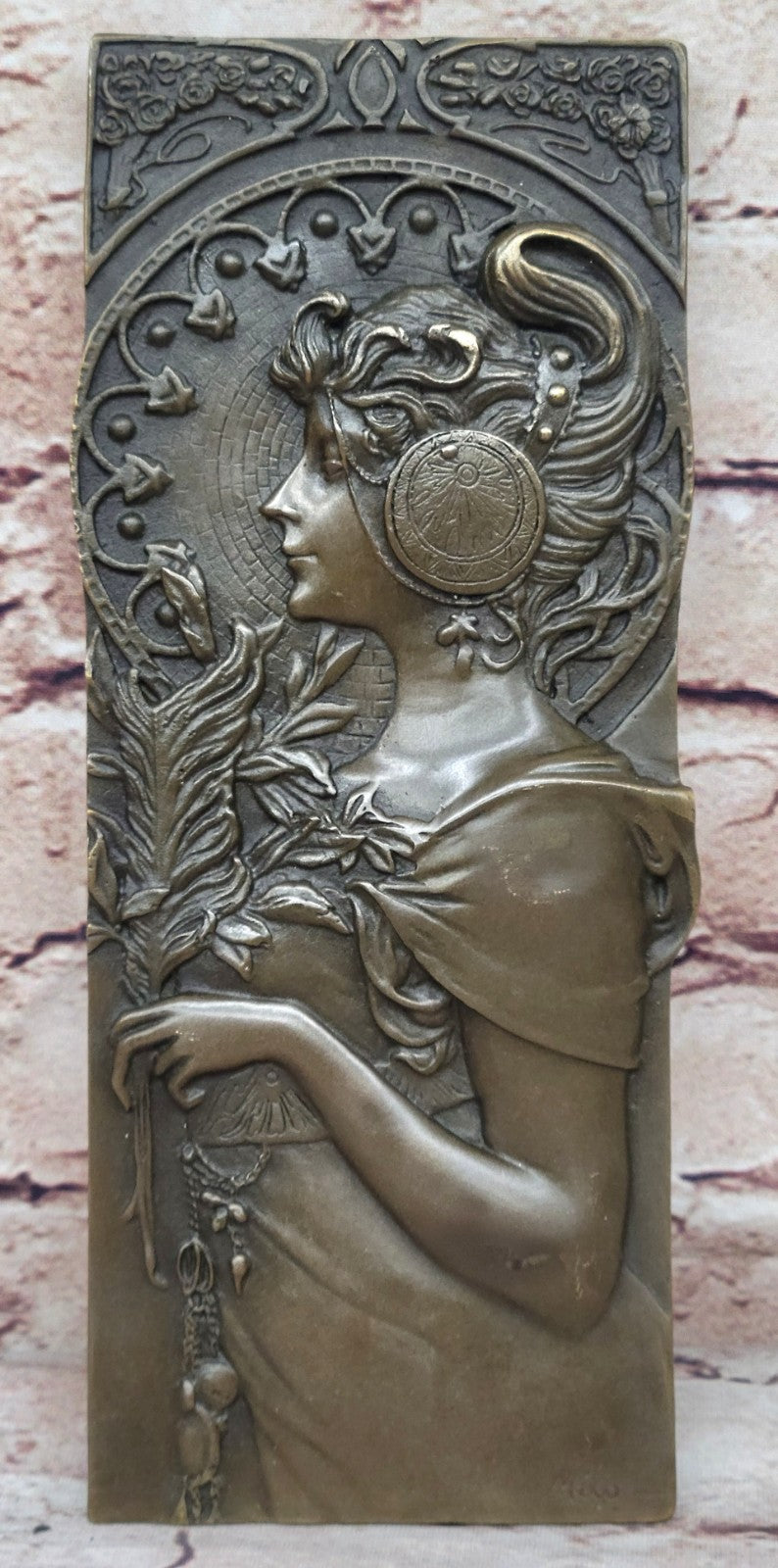Vintage Signed Bronze Art Deco Bas Relief Made in Spain Award Trophy Collector