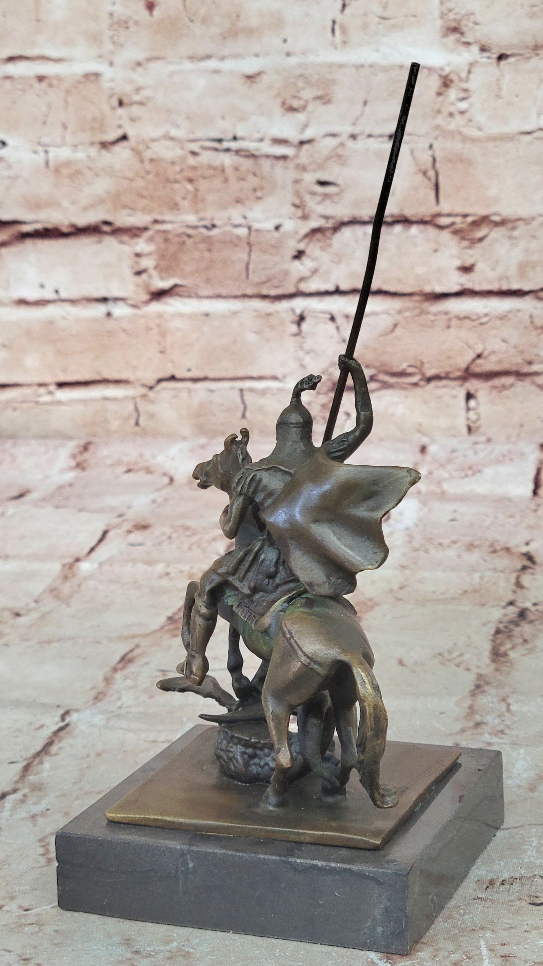 Saint Michael Police Officer Law Enforcement Dragon Slayer Bronze Marble Statue