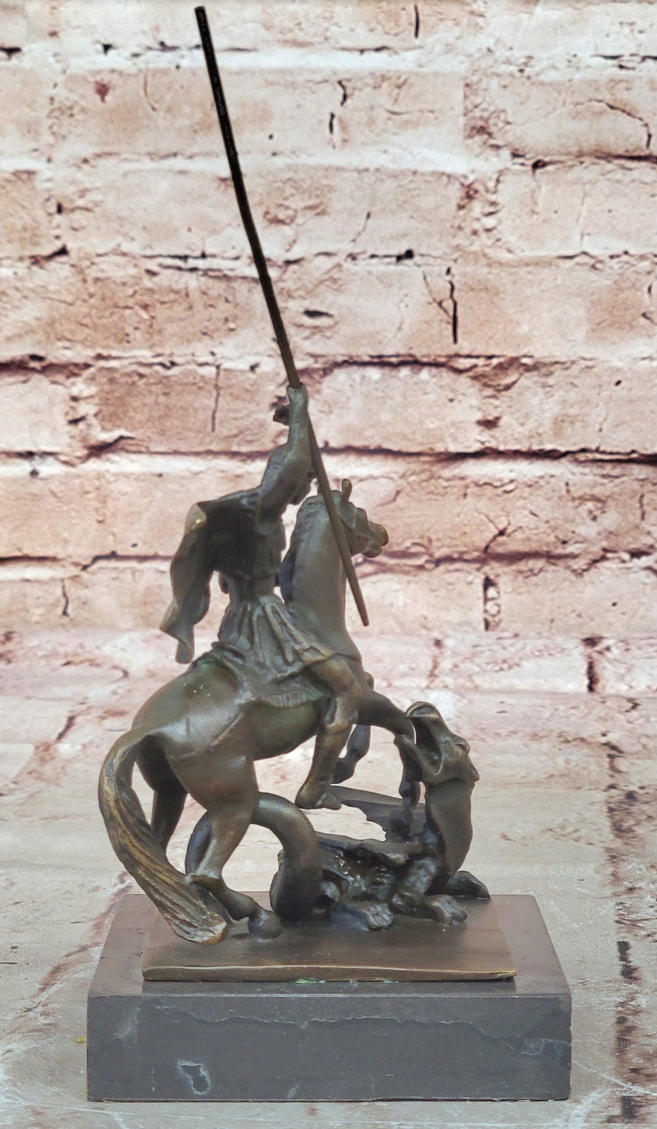 Saint Michael Police Officer Law Enforcement Dragon Slayer Bronze Marble Statue