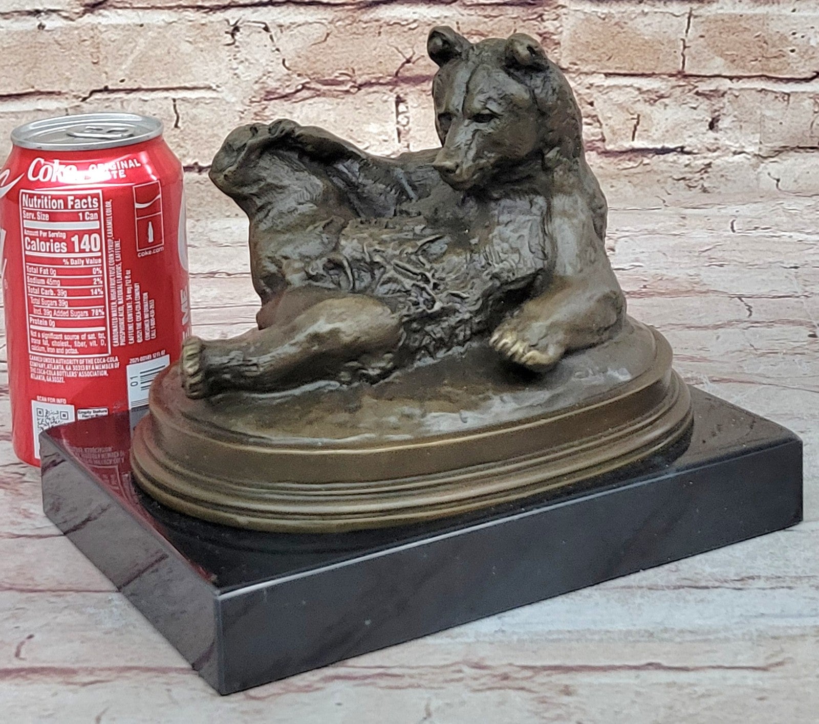 Grizzly Kodiak Black Bear Wildlife Art Cabin Lodge Bronze Marble Figure Decor