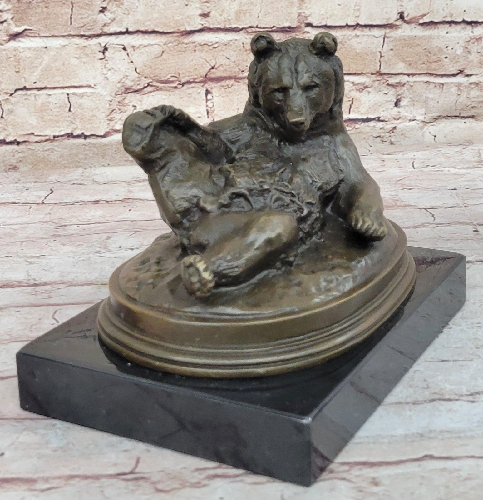 Grizzly Kodiak Black Bear Wildlife Art Cabin Lodge Bronze Marble Figure Decor