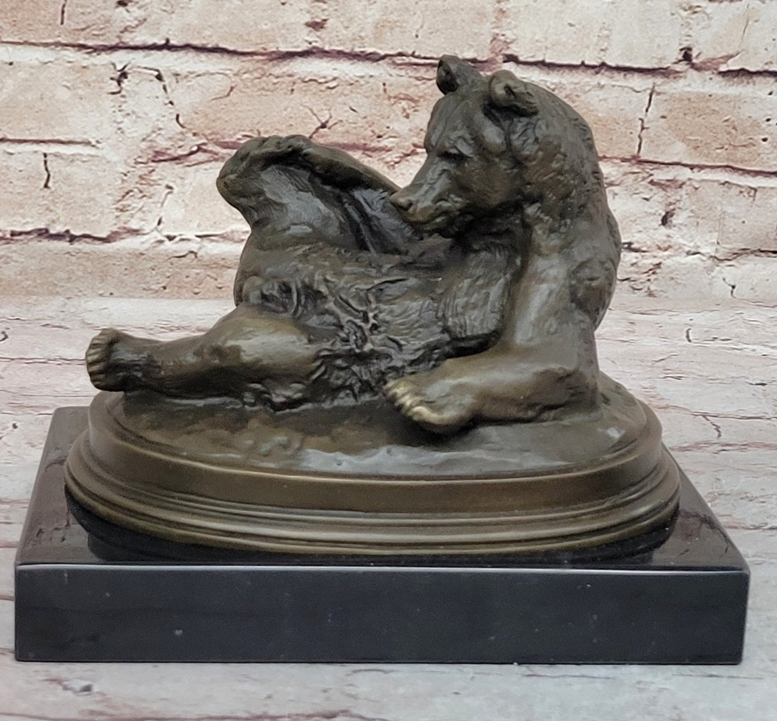 Grizzly Kodiak Black Bear Wildlife Art Cabin Lodge Bronze Marble Figure Decor