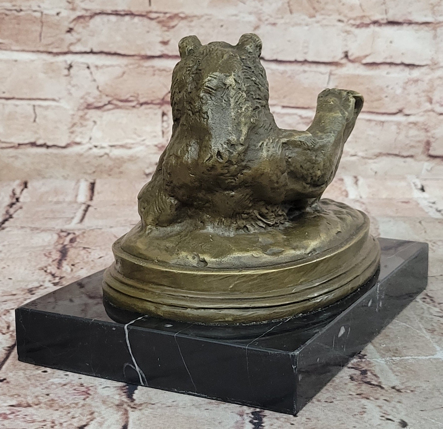 Grizzly Kodiak Black Bear Wildlife Art Cabin Lodge Bronze Marble Figure Decor